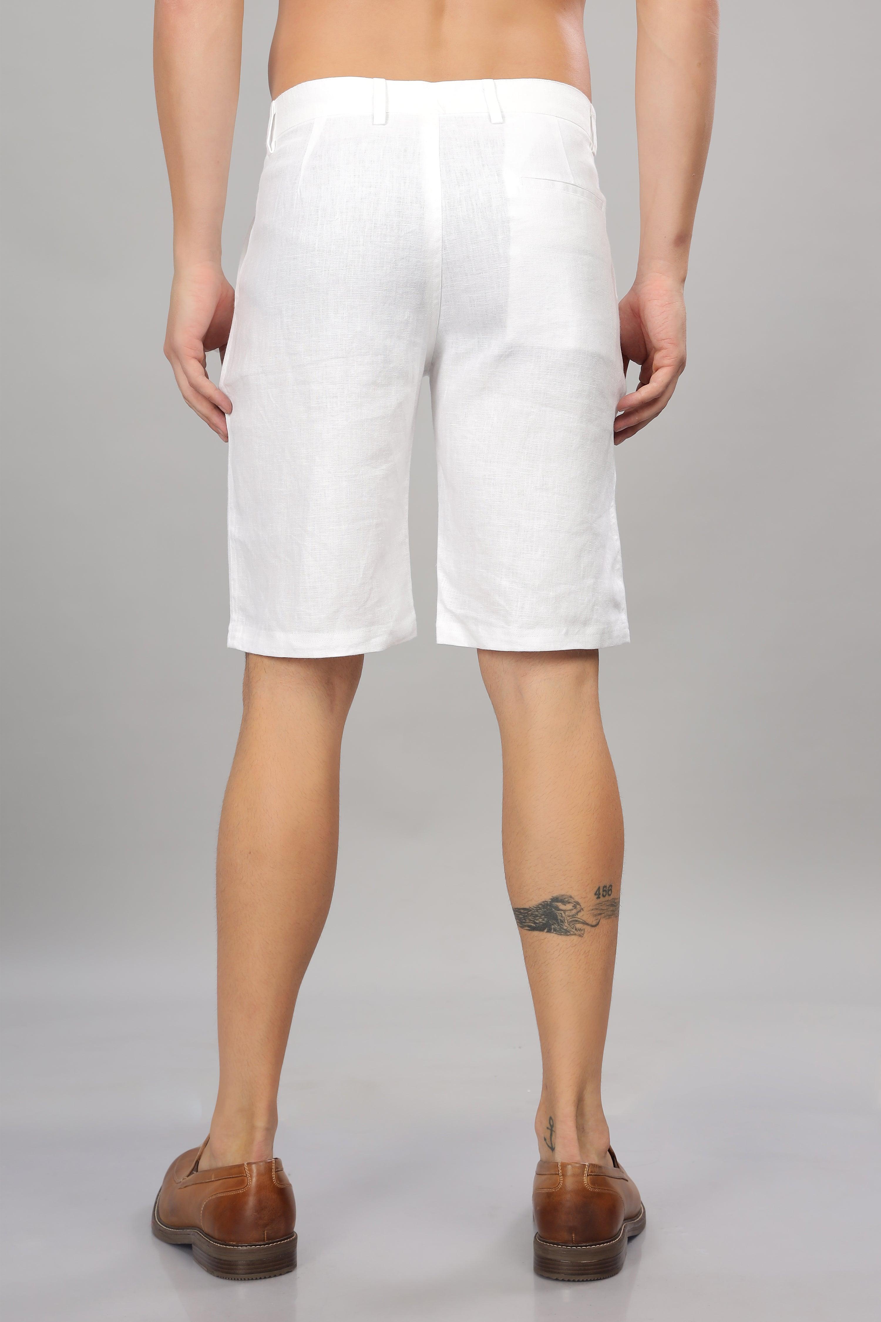 FREN PURE LINEN WHITE SHORTS