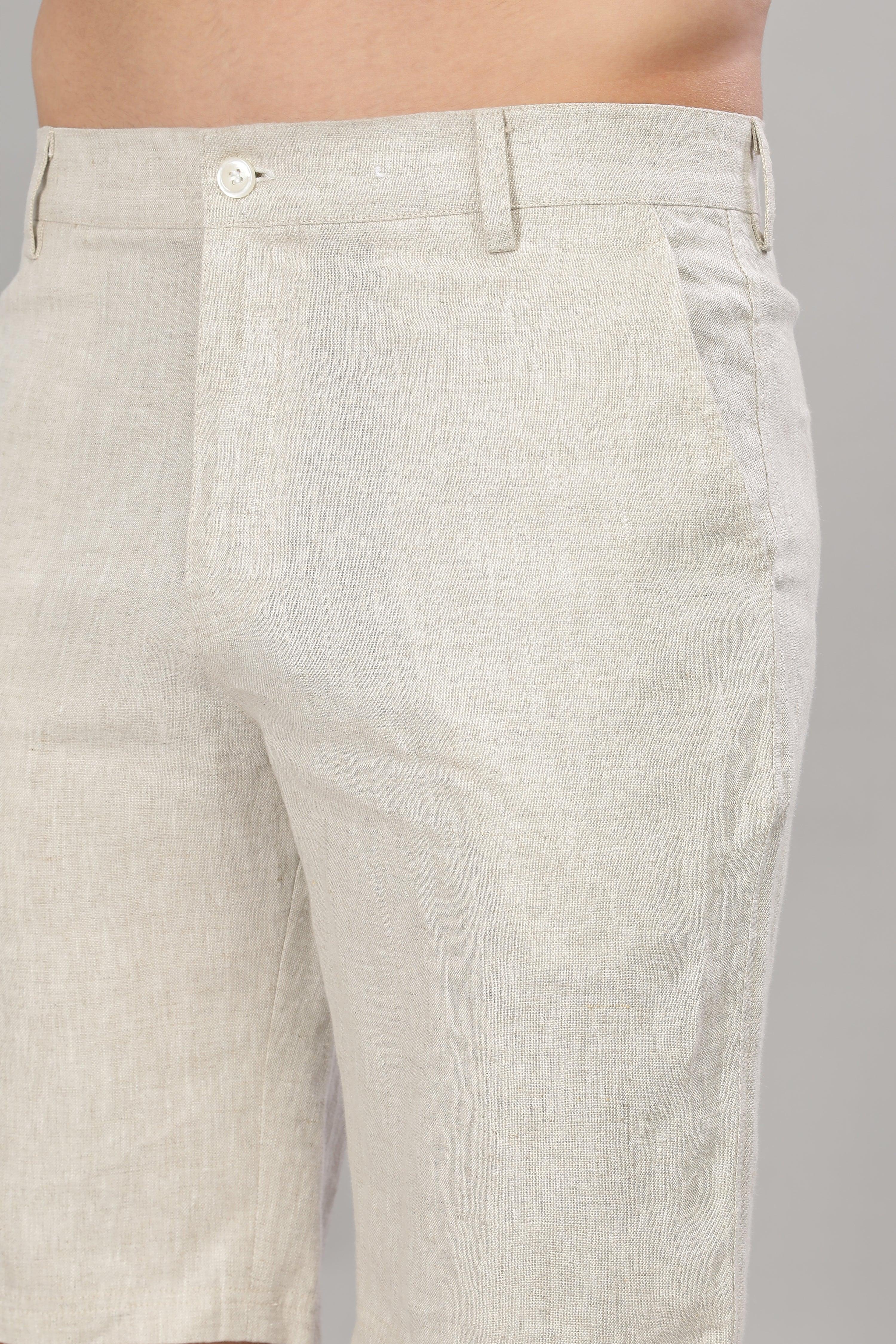 FREN PURE LINEN LIGHT BEIGE END-ON-END SHORTS
