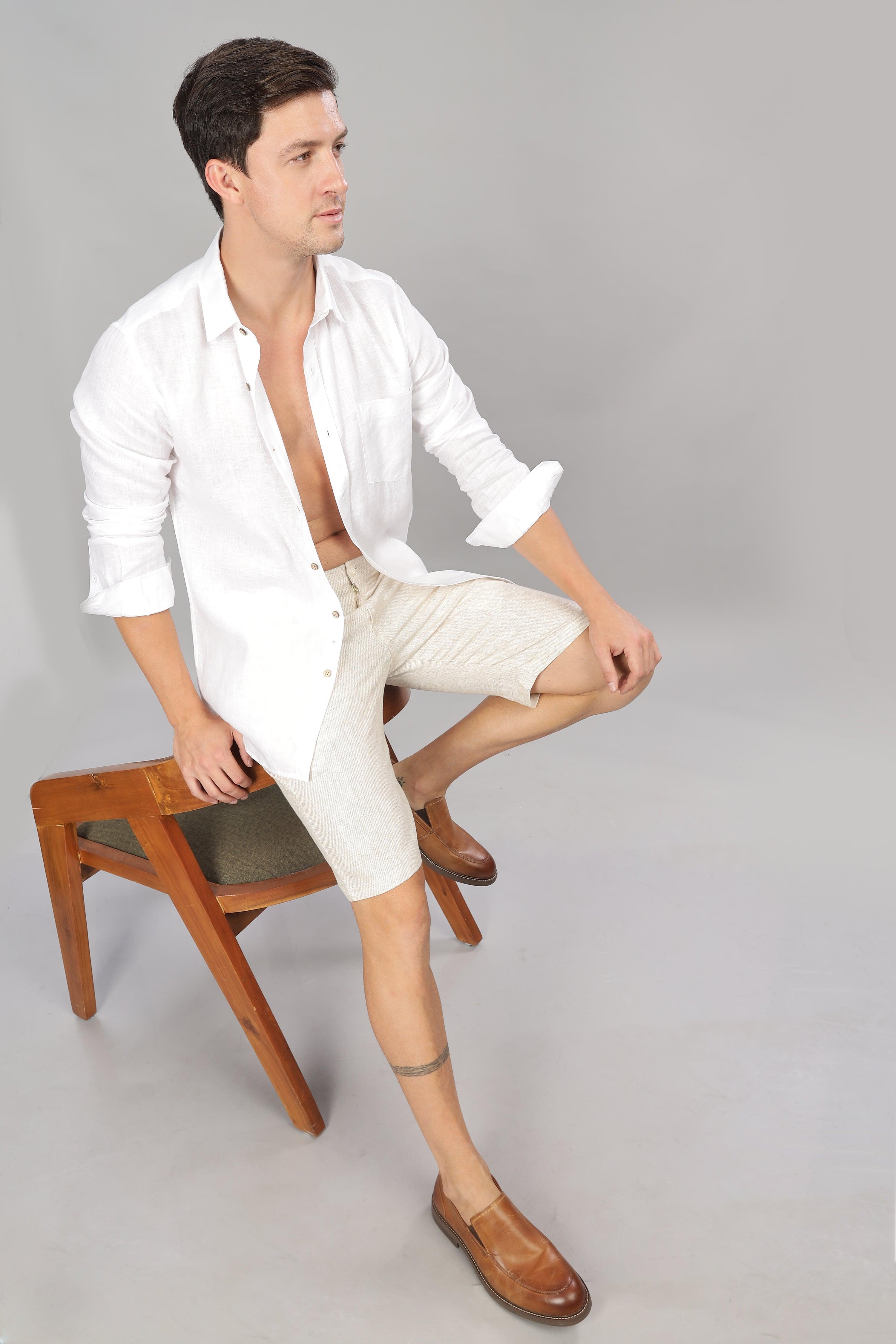 FREN PURE LINEN NATURAL SHORTS