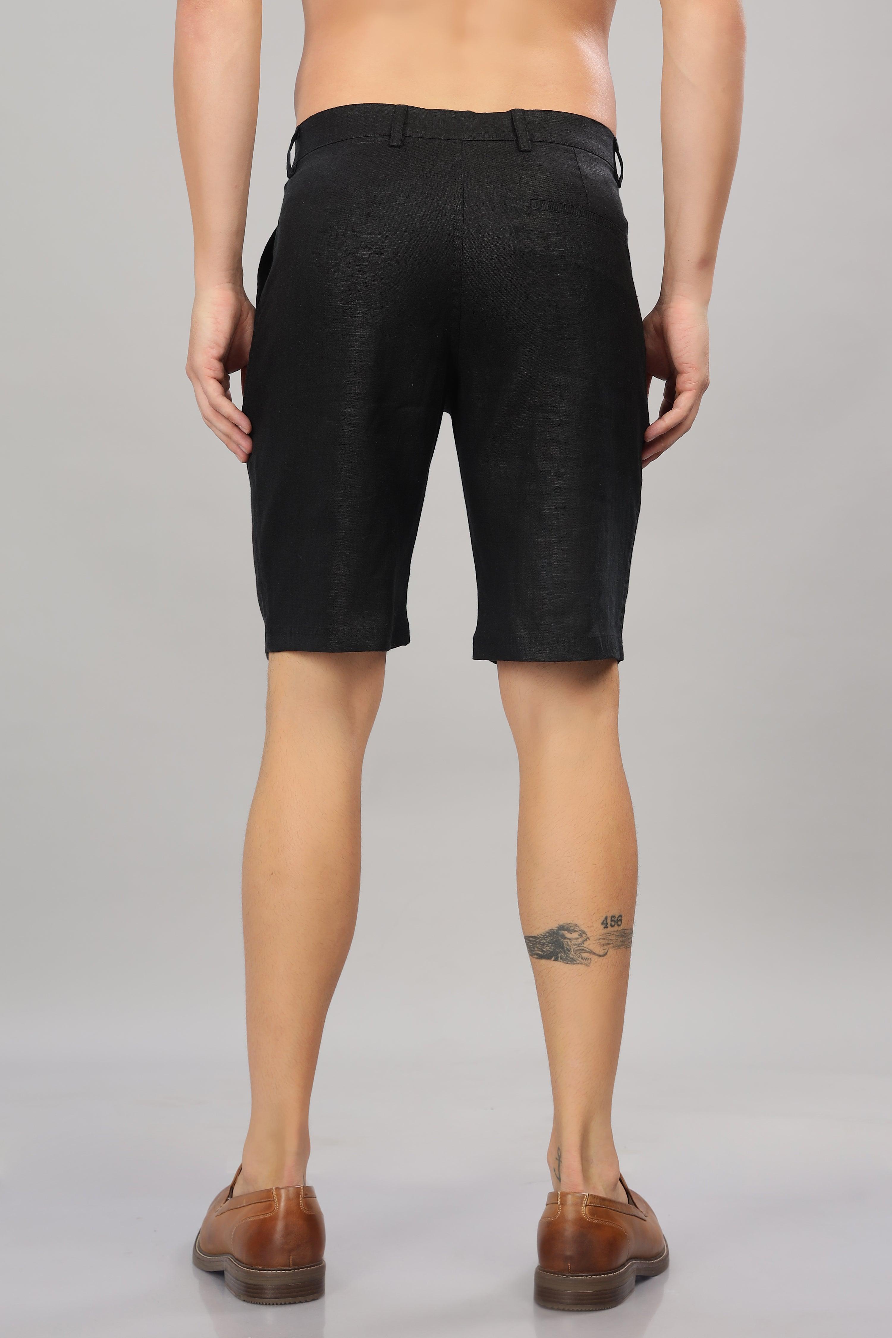 FREN PURE LINEN BLACK SHORTS