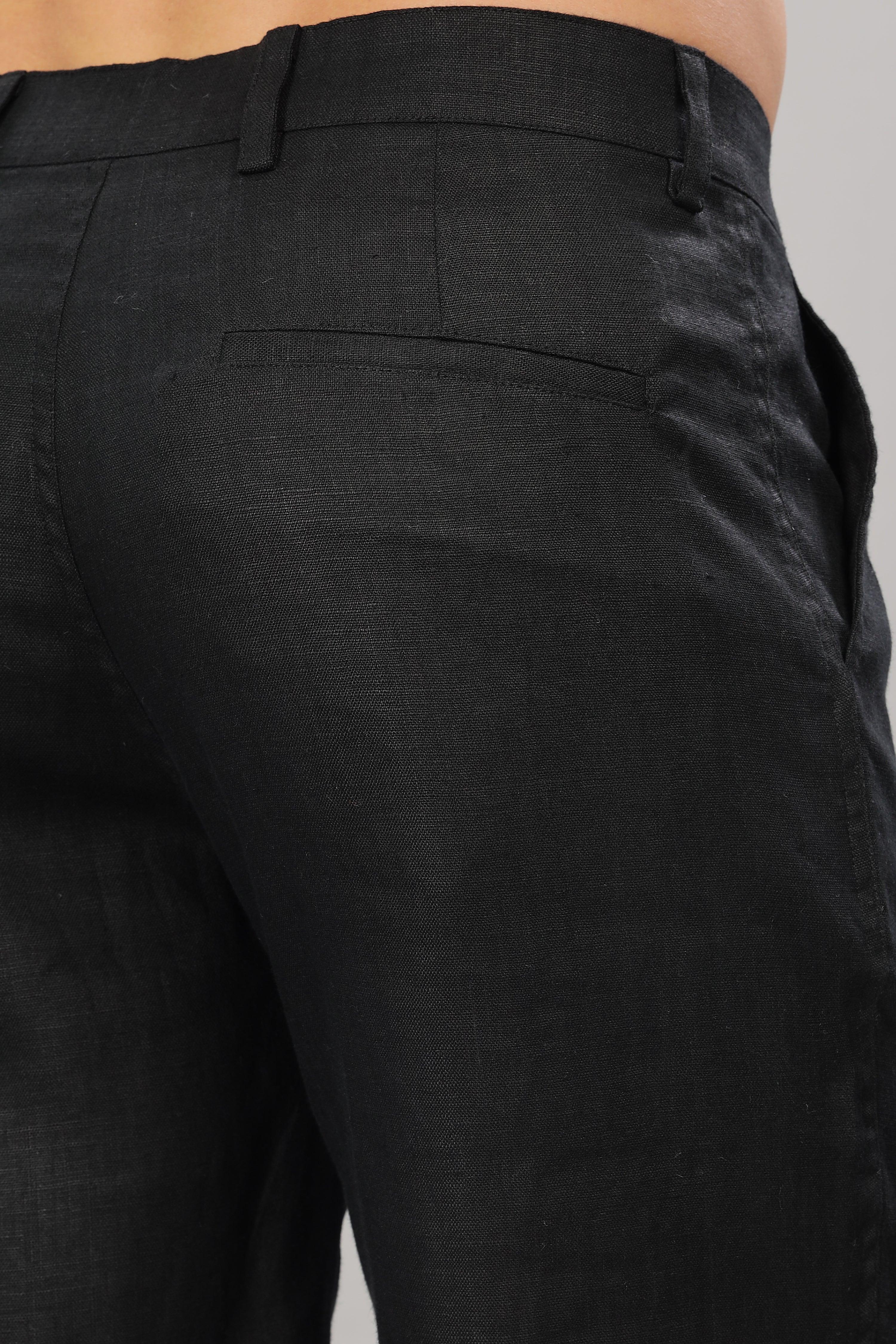 FREN PURE LINEN BLACK SHORTS