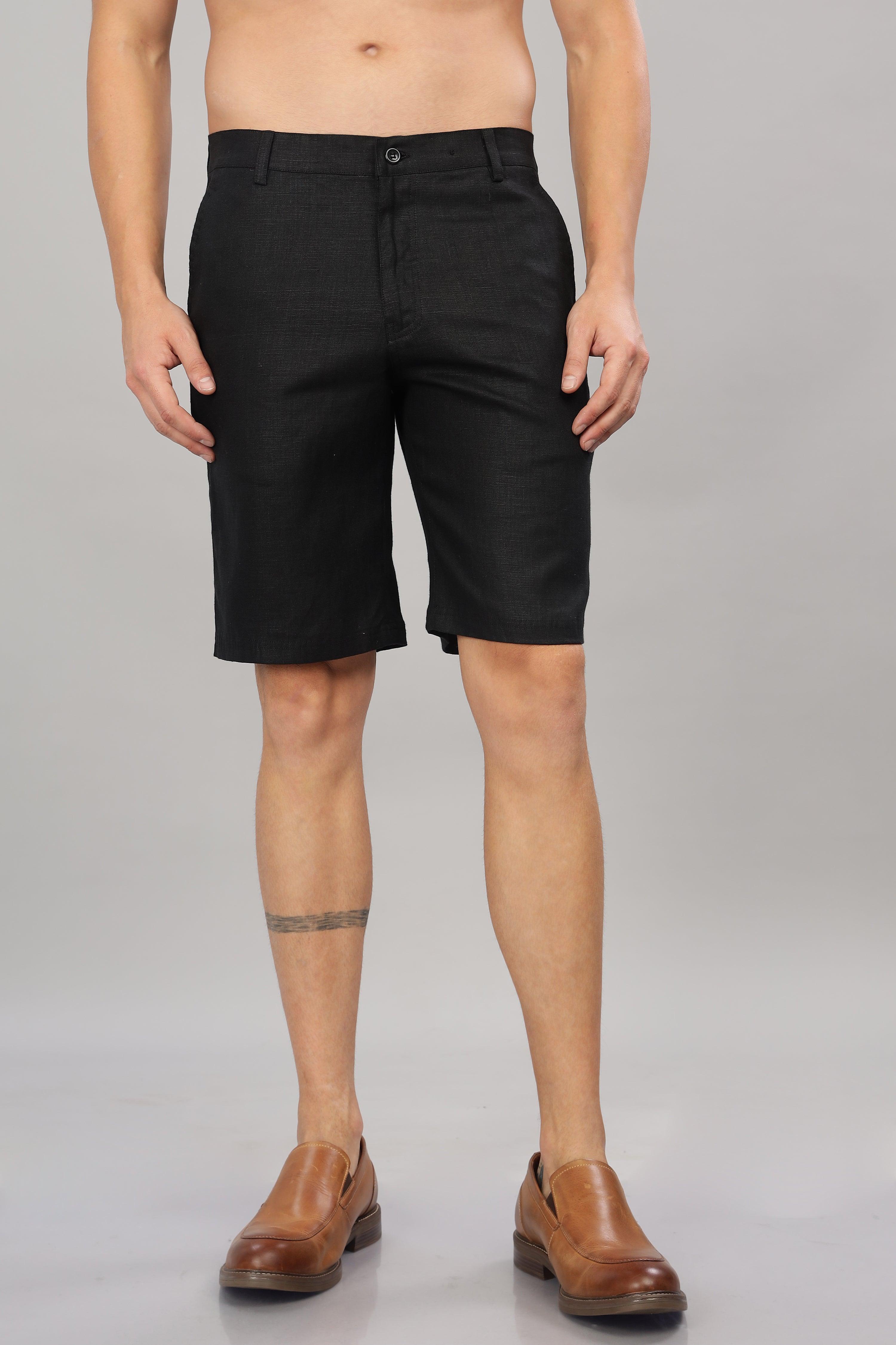 FREN PURE LINEN BLACK SHORTS