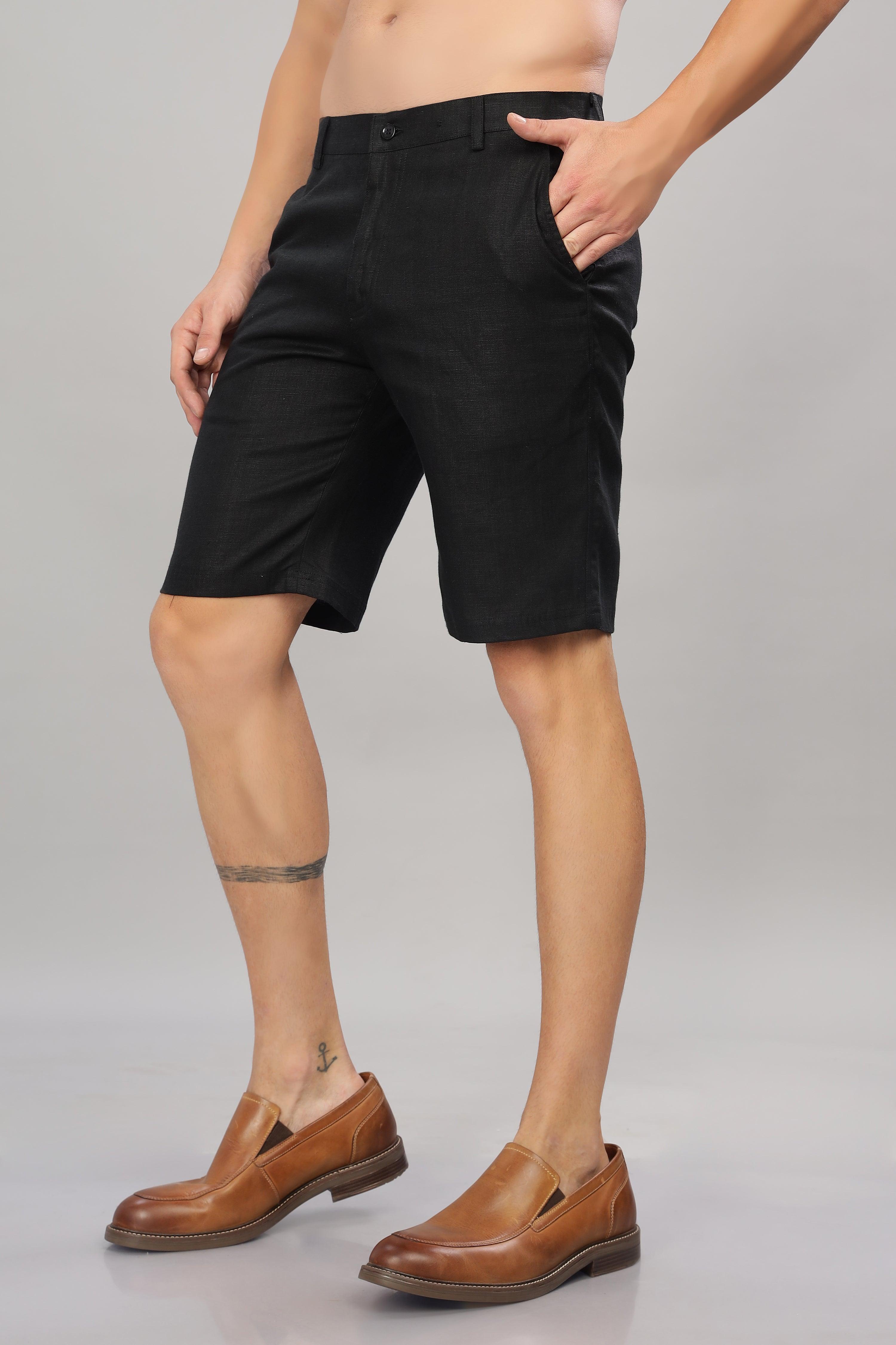 FREN PURE LINEN BLACK SHORTS