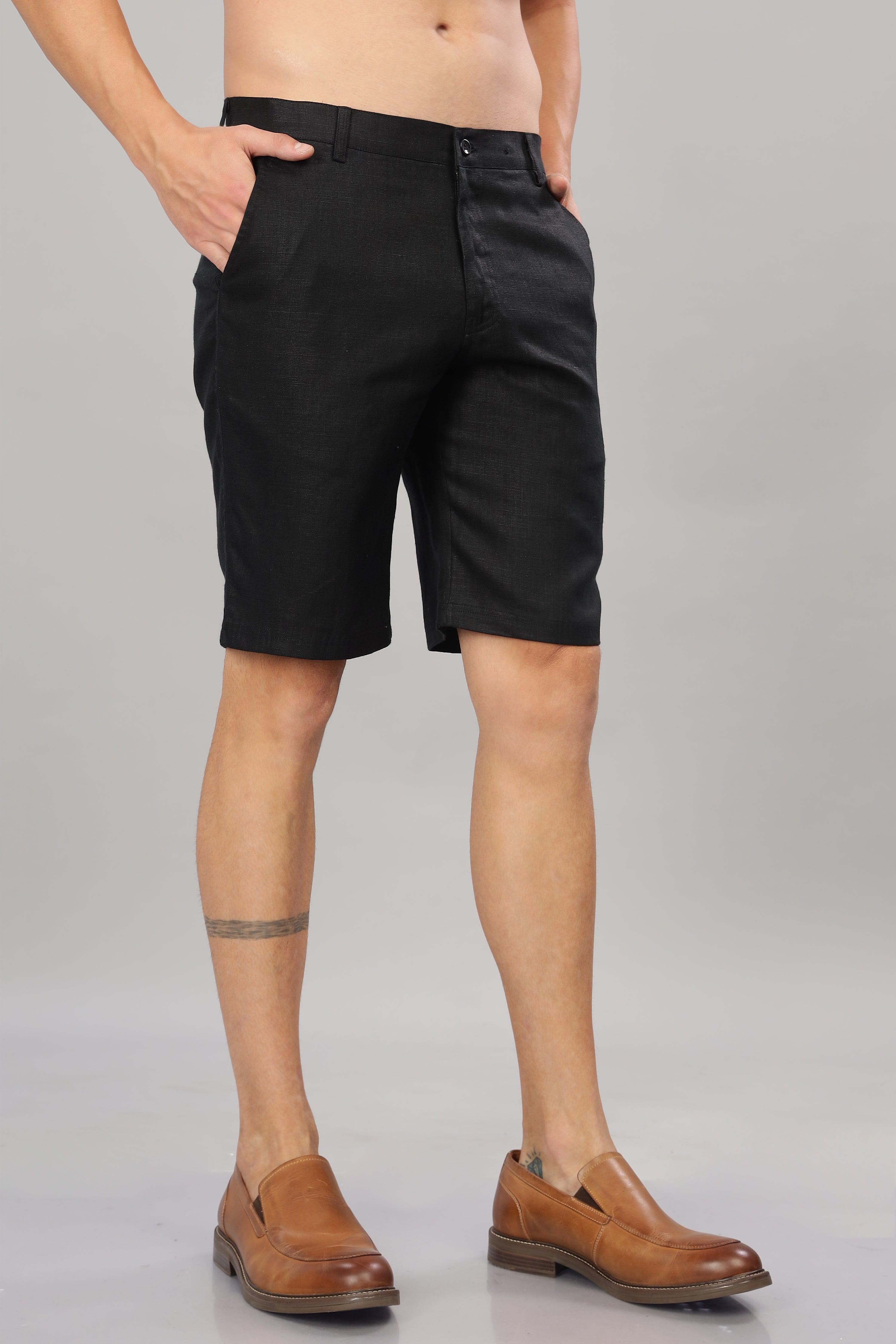 FREN PURE LINEN BLACK SHORTS