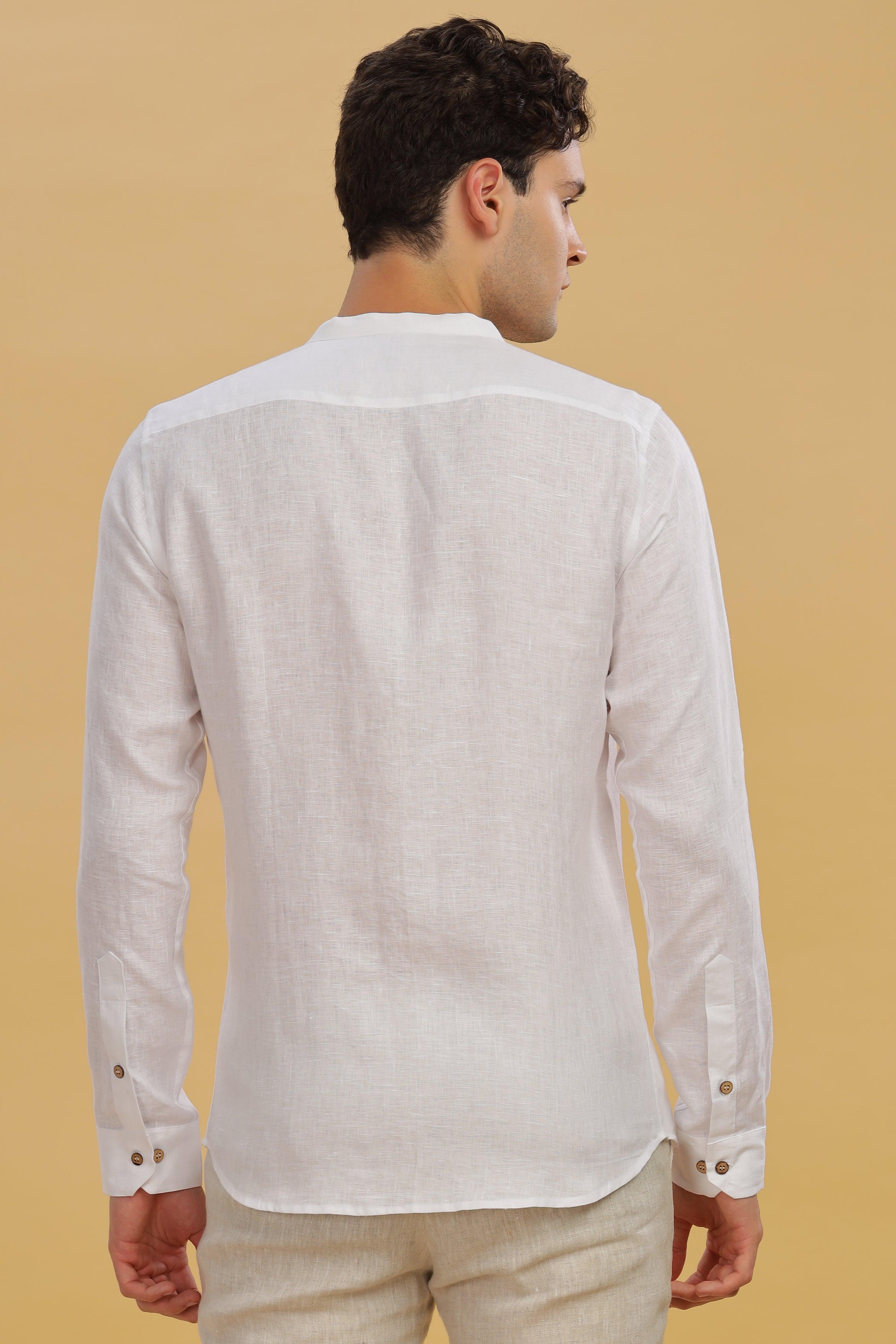 CIEL - Pure Linen Embroidered White Shirt