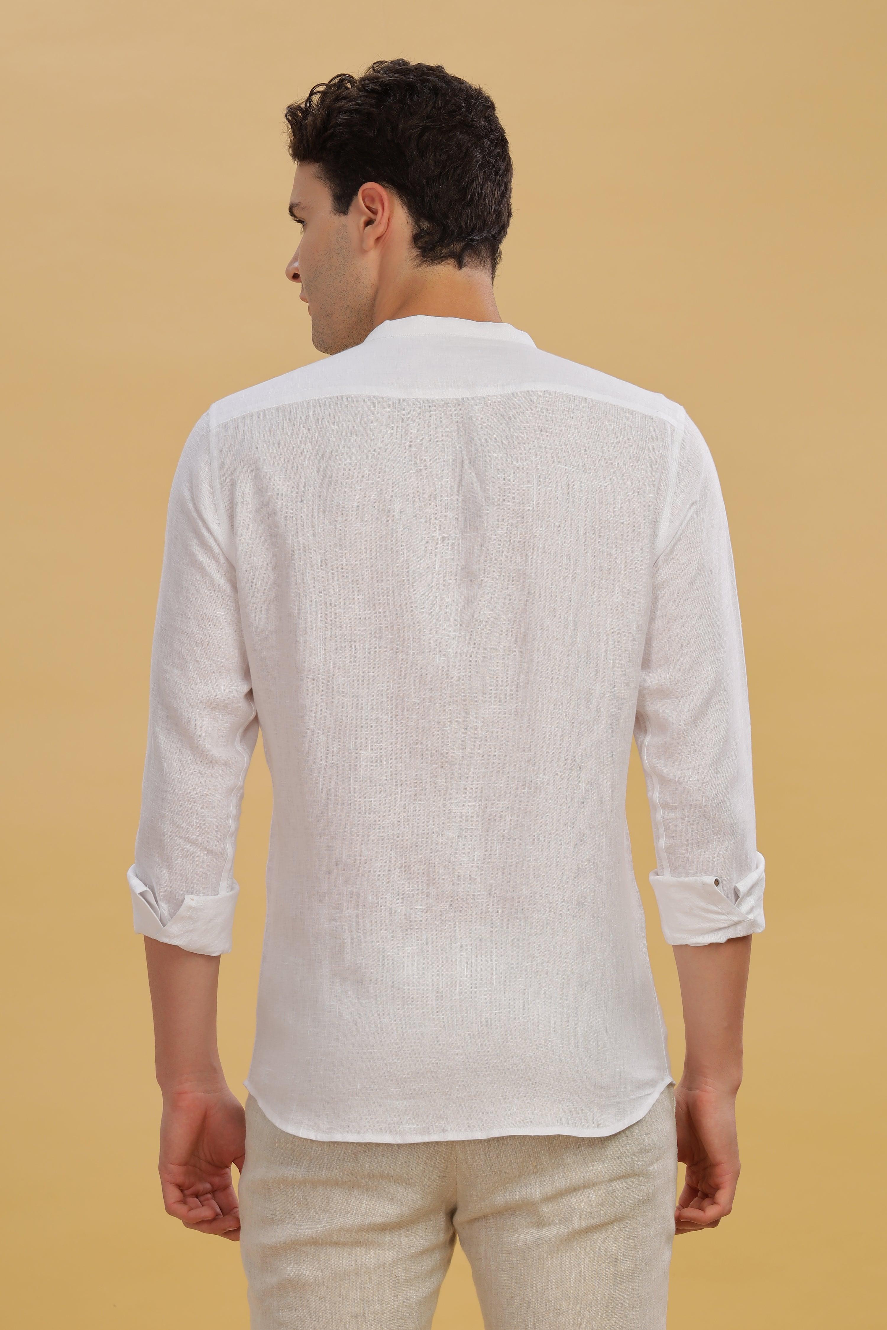 CIEL - Pure Linen Embroidered White Shirt
