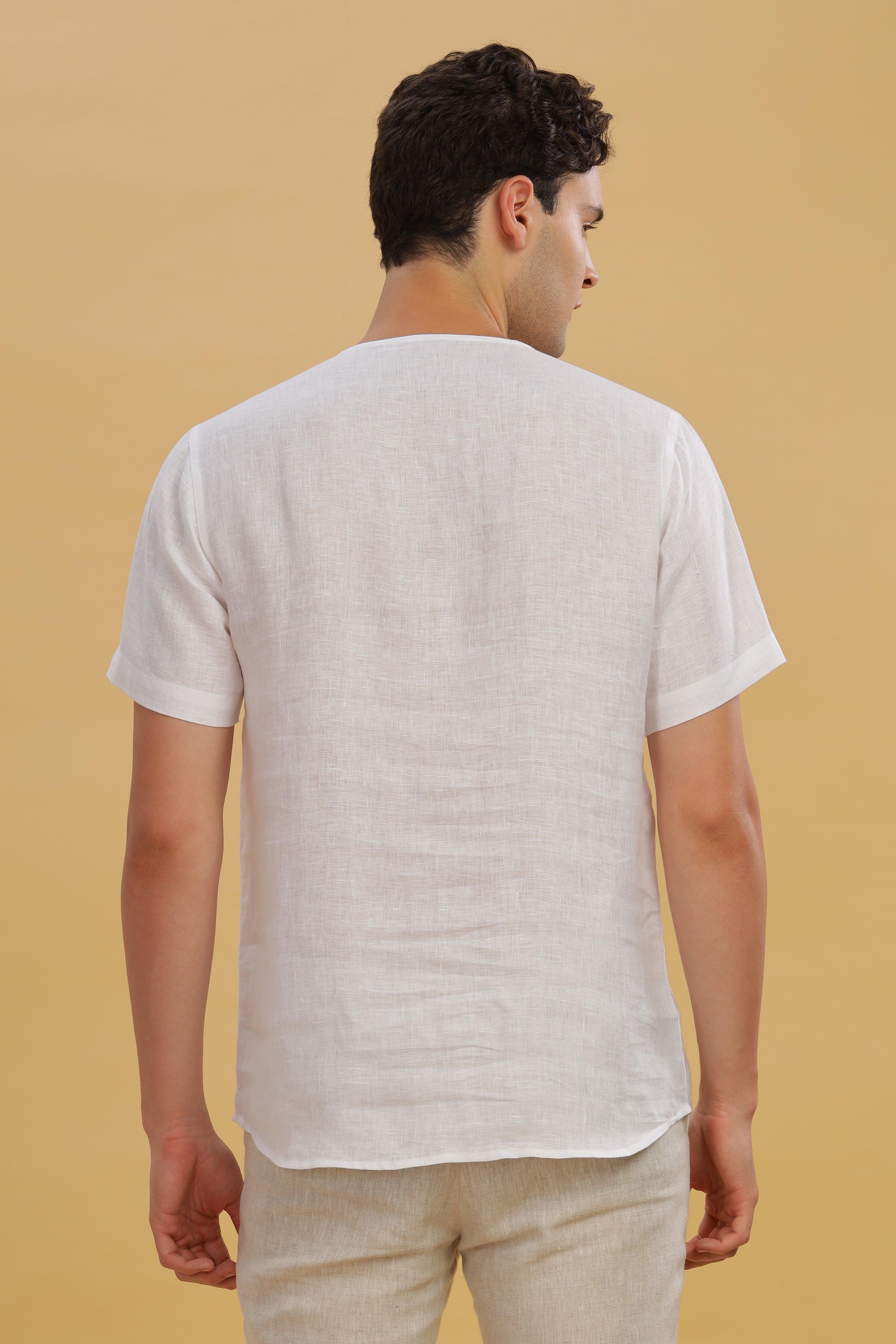 RAY - Pure French Linen White T-Shirt