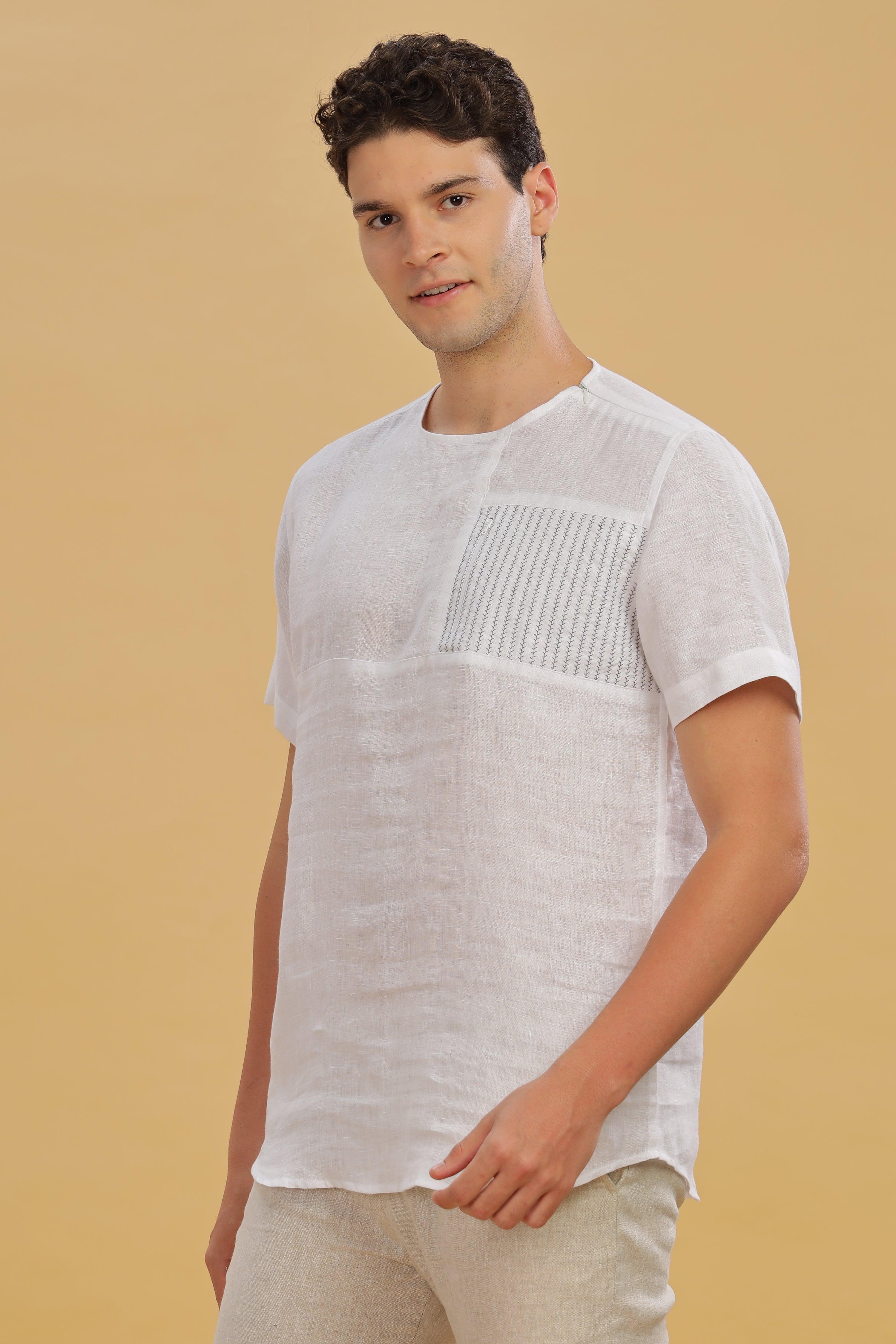 RAY - Pure French Linen White T-Shirt
