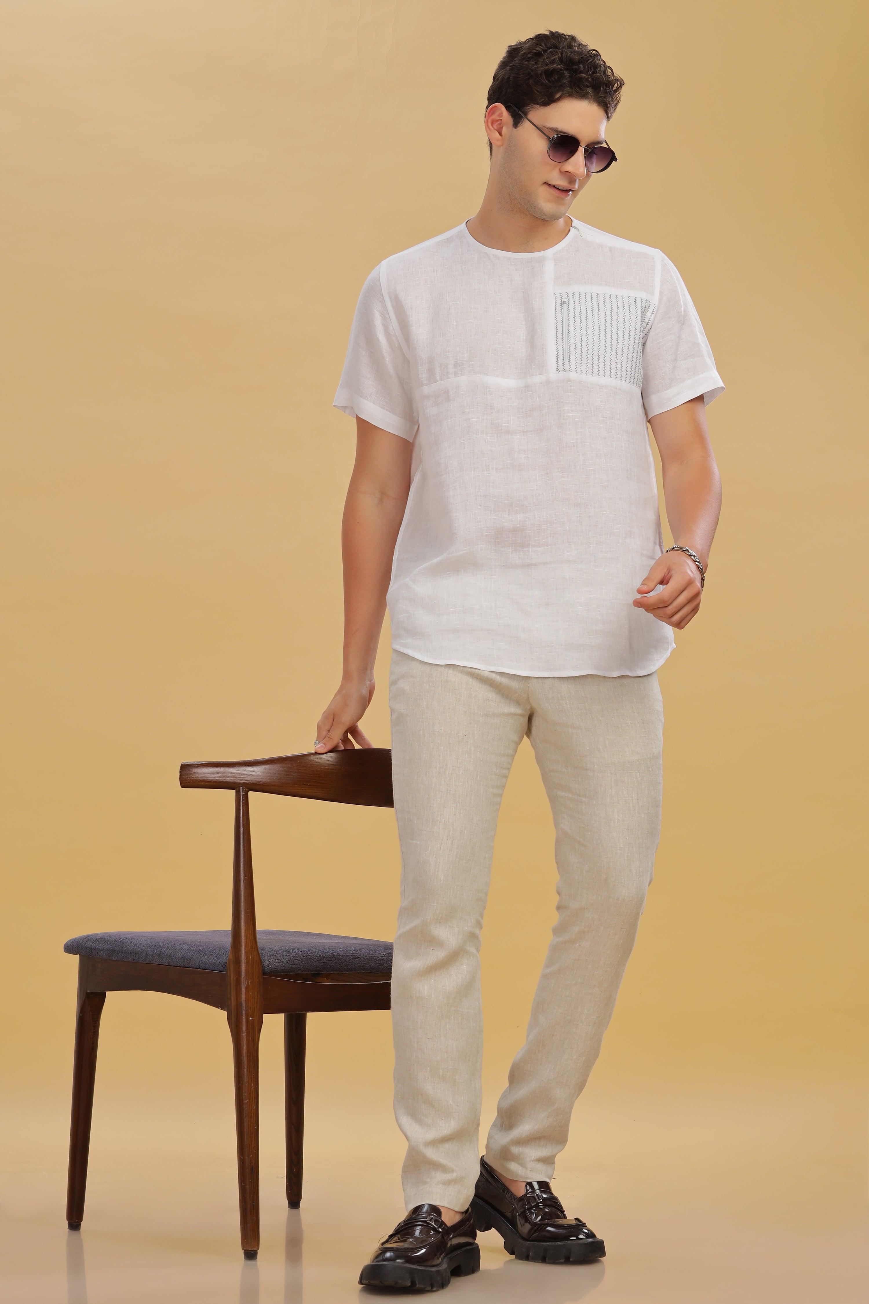 RAY - Pure French Linen White T-Shirt