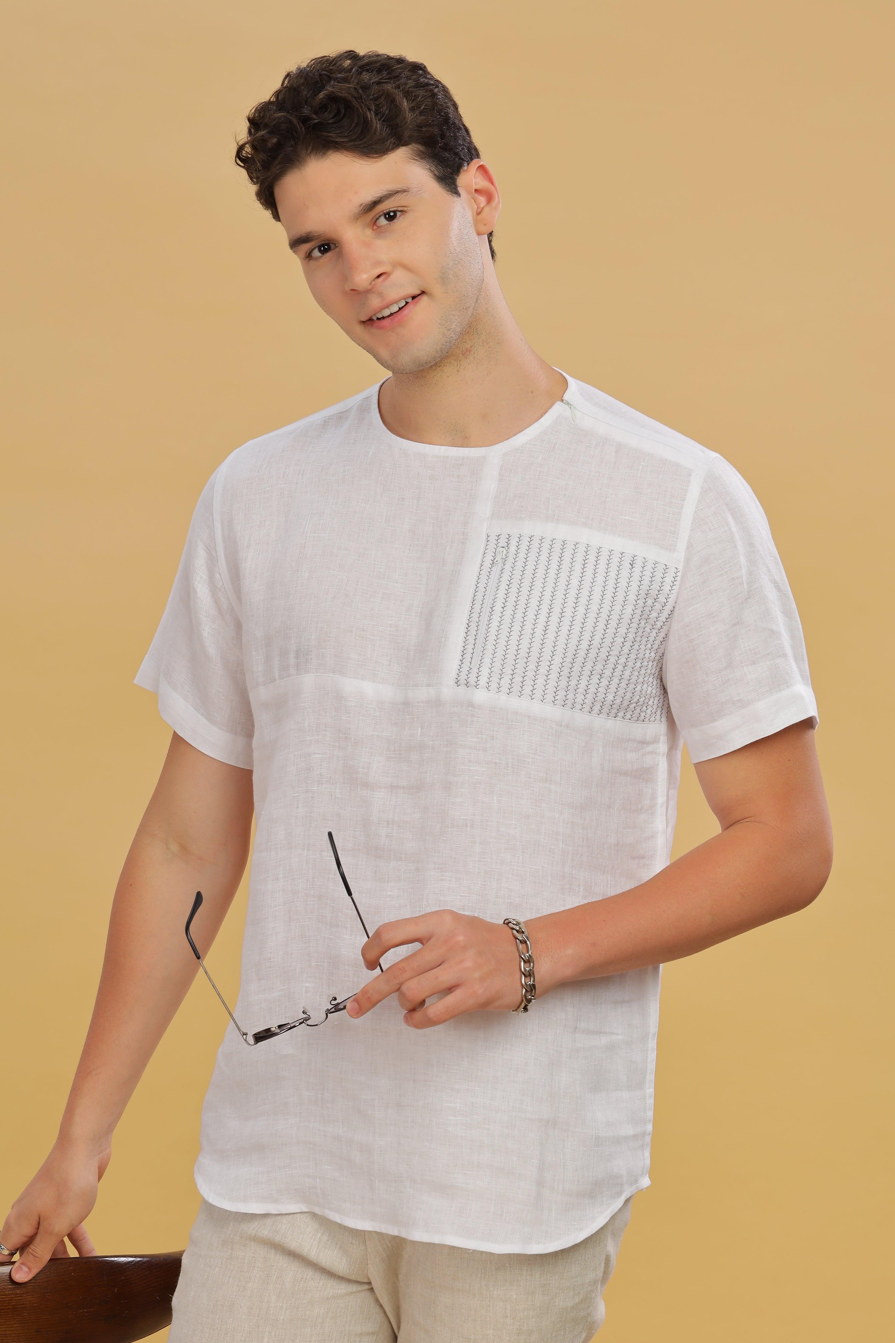RAY  - Pure French Linen White T-Shirt