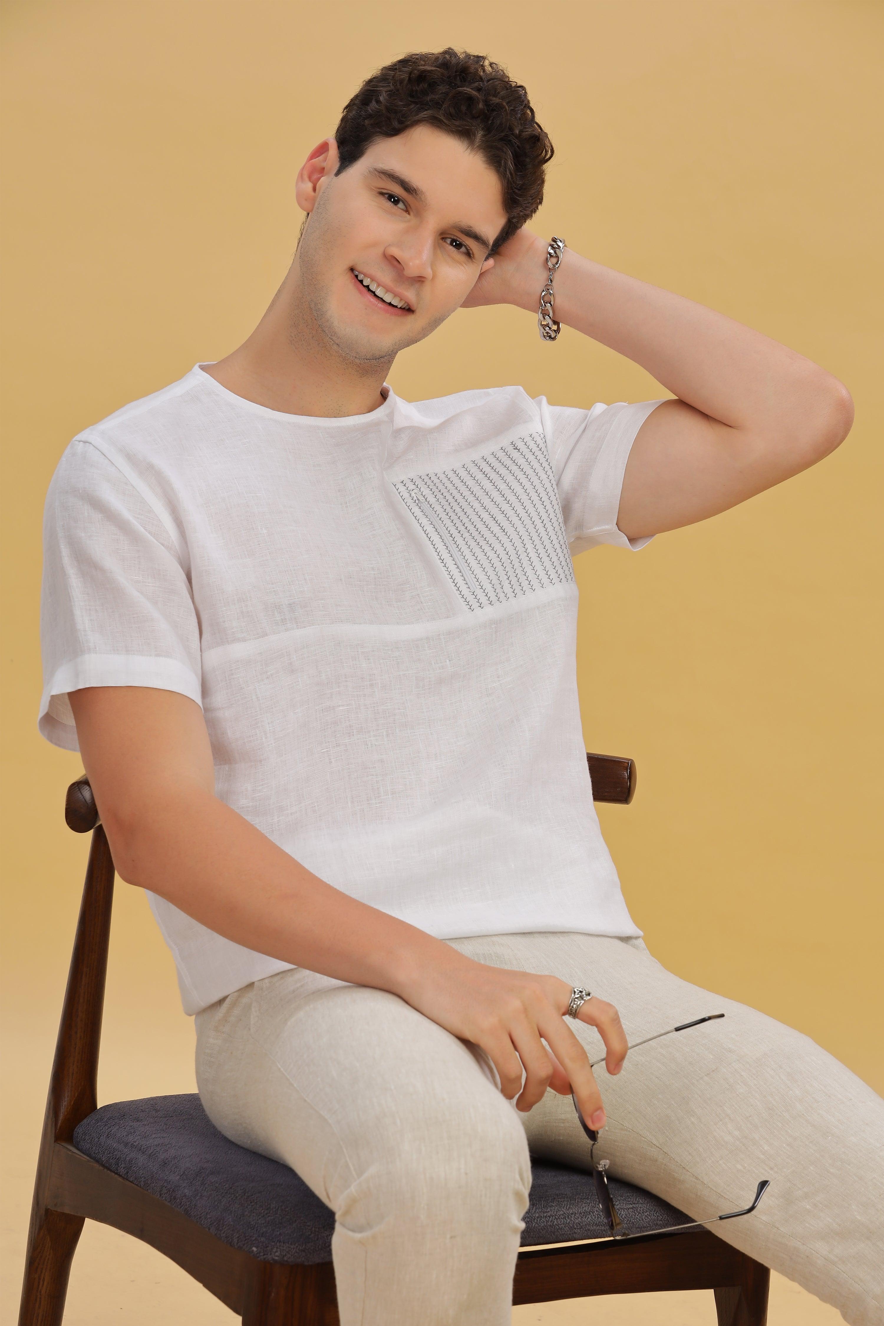 RAY - Pure French Linen White T-Shirt