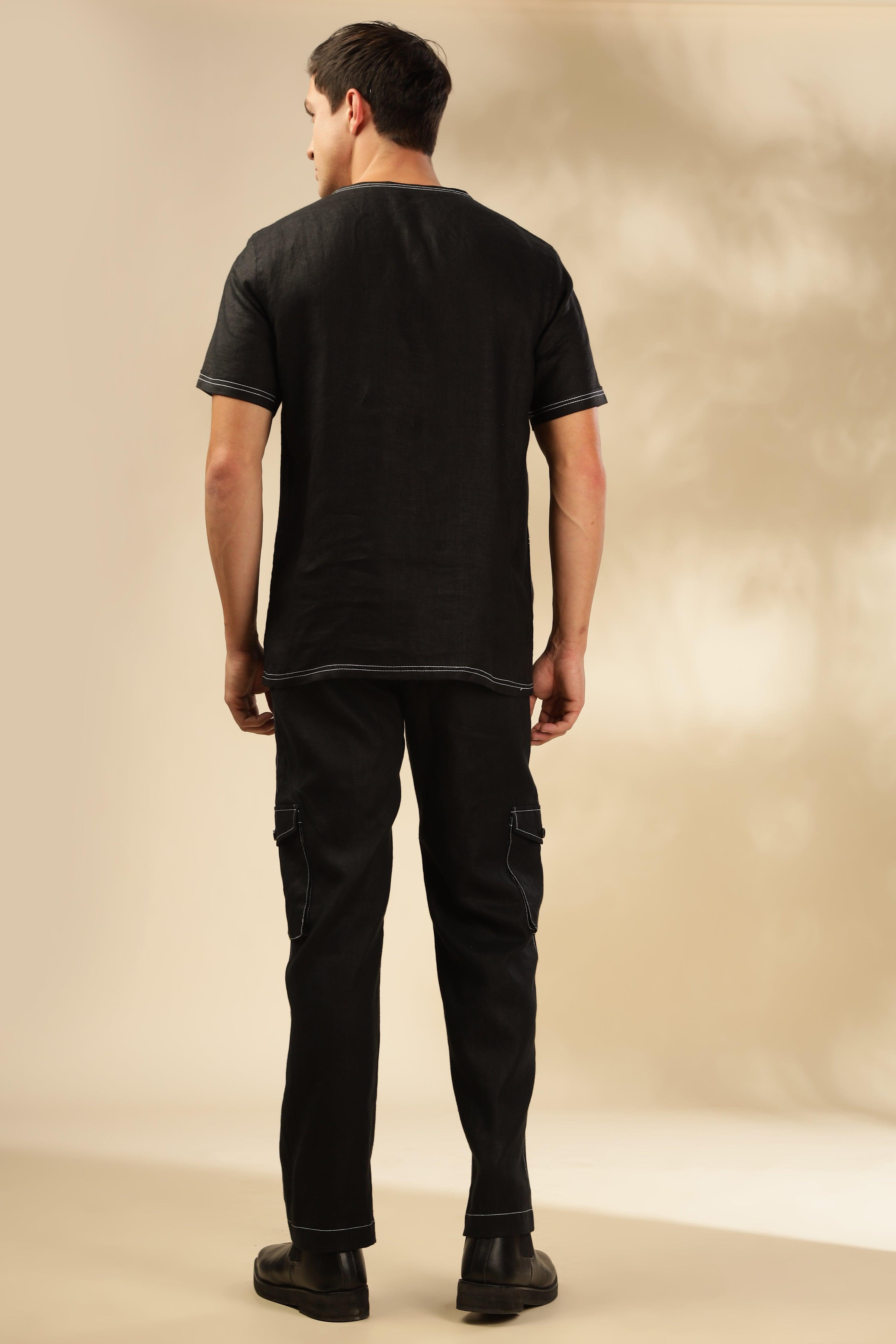 Zac-The Pure Linen Black Co-ord Set