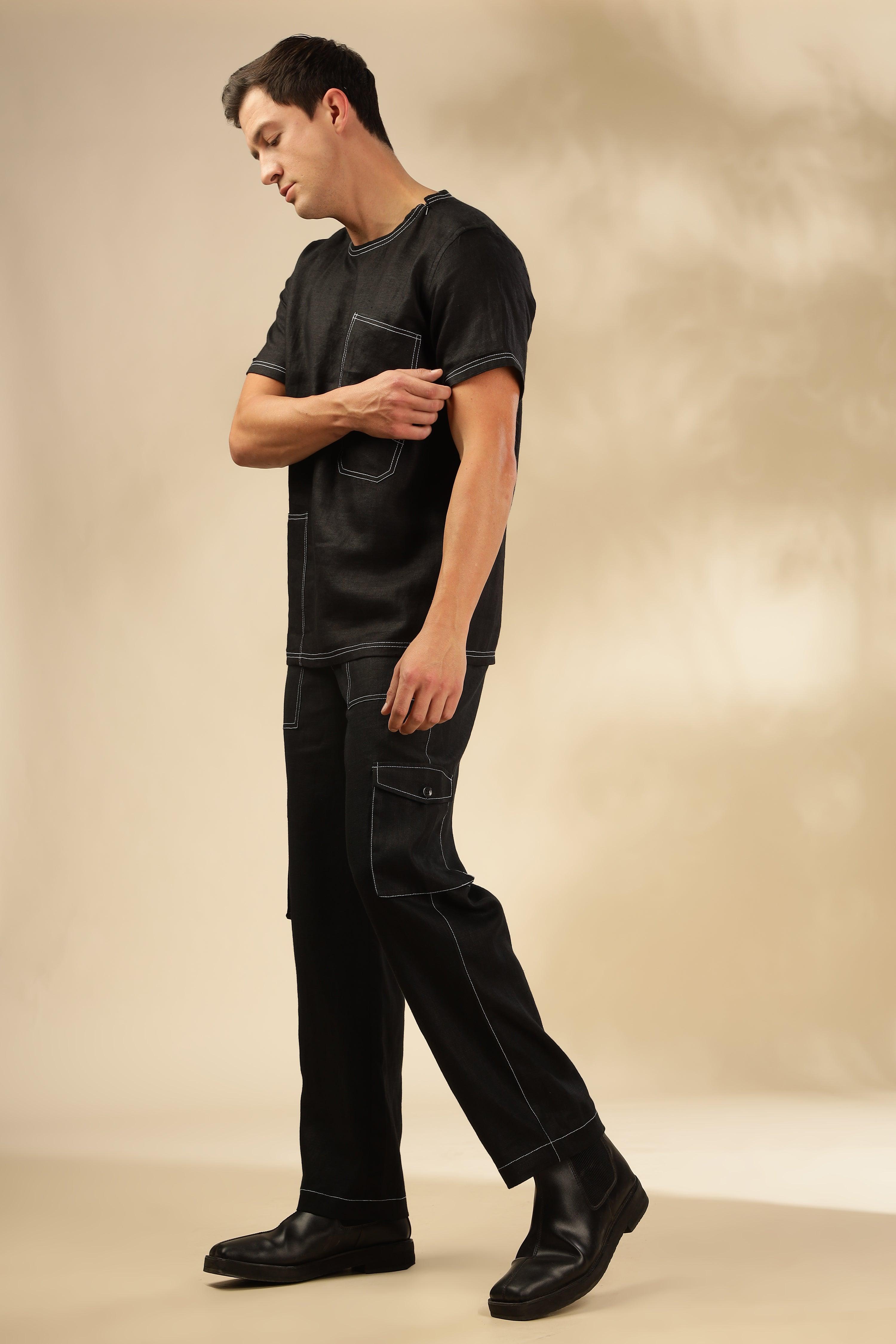 Zac-The Pure Linen Black Co-ord Set