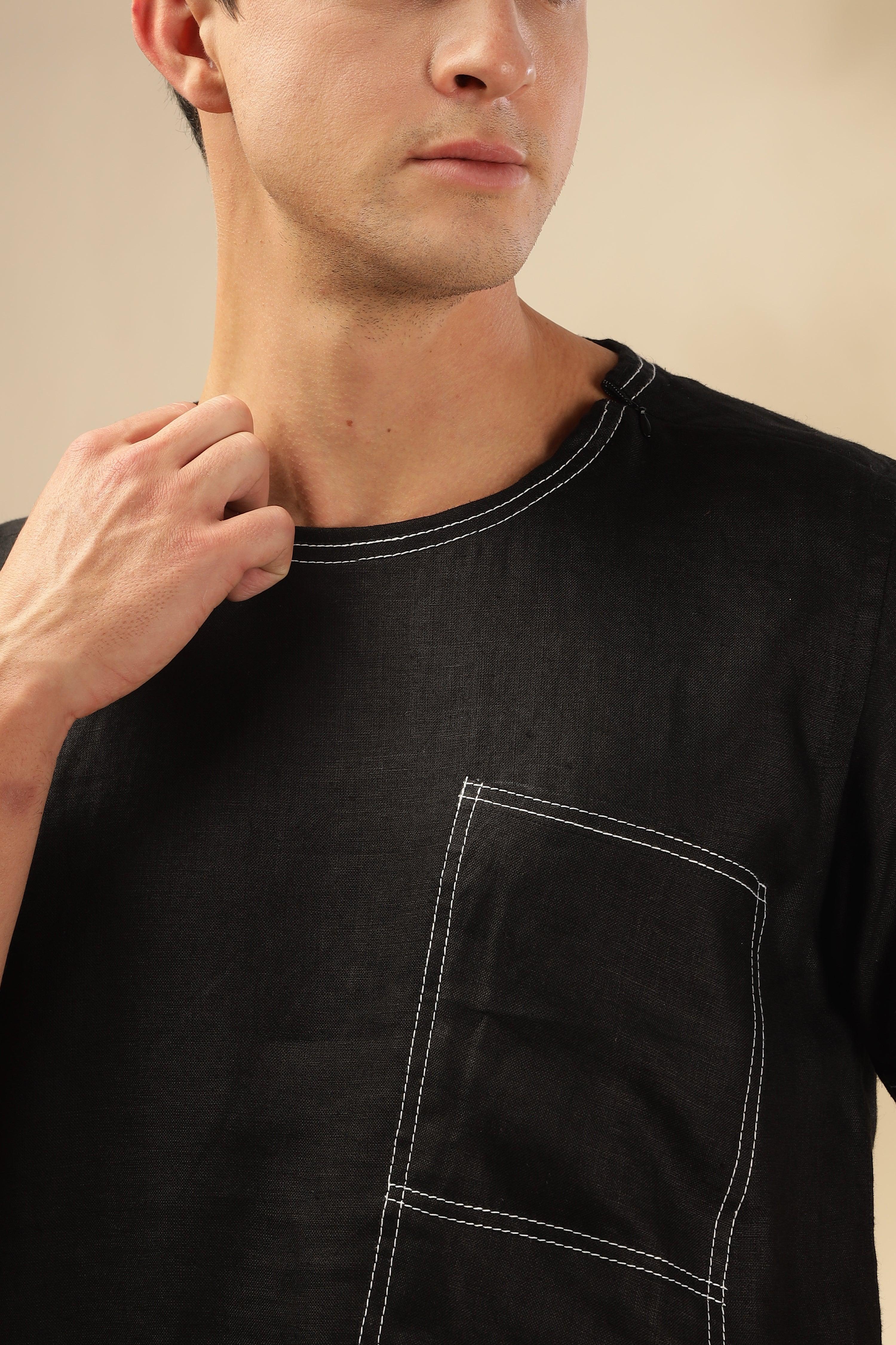 Zac-The Pure Linen Black Co-ord Set