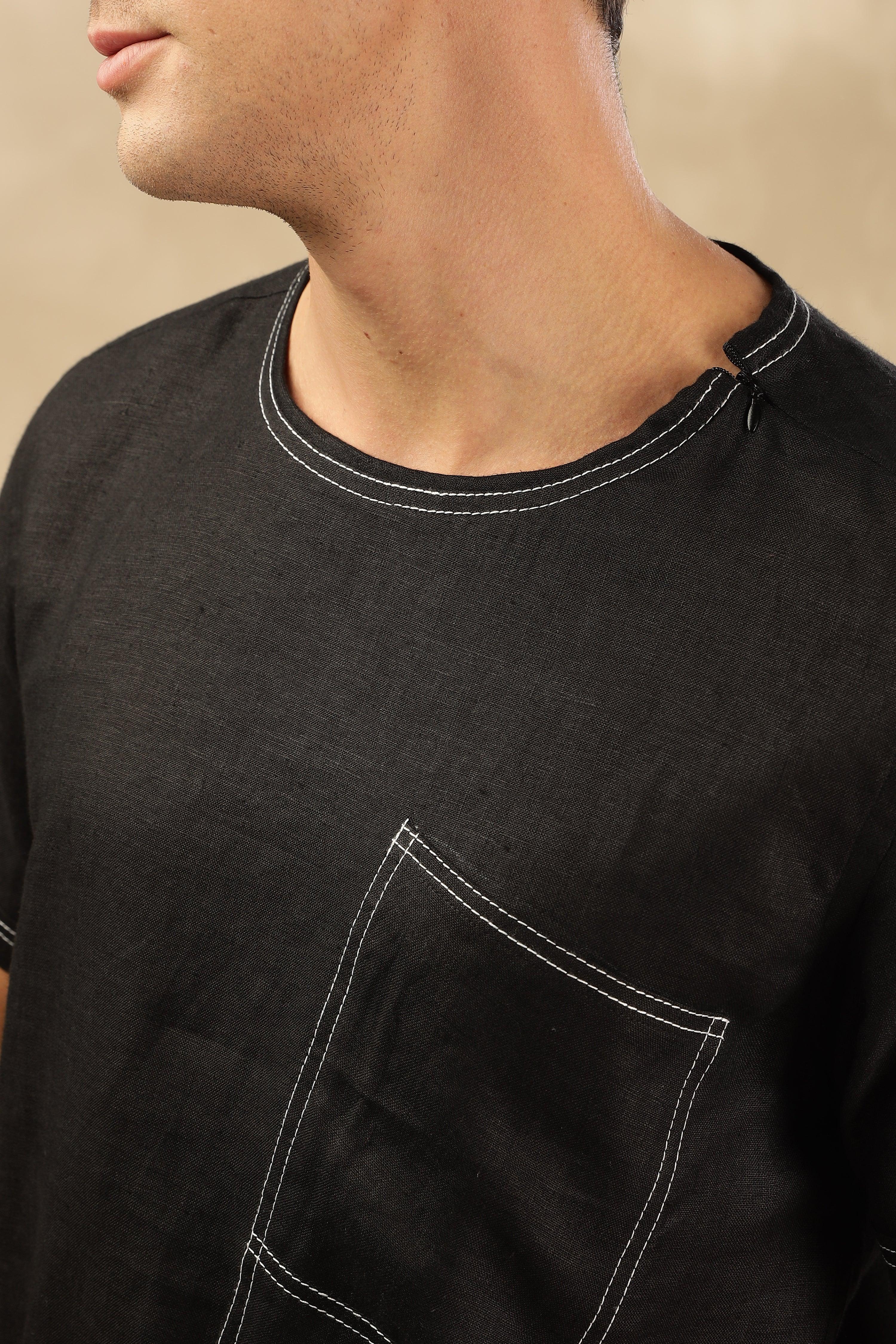 Zac-The Pure Linen Black Co-ord Set