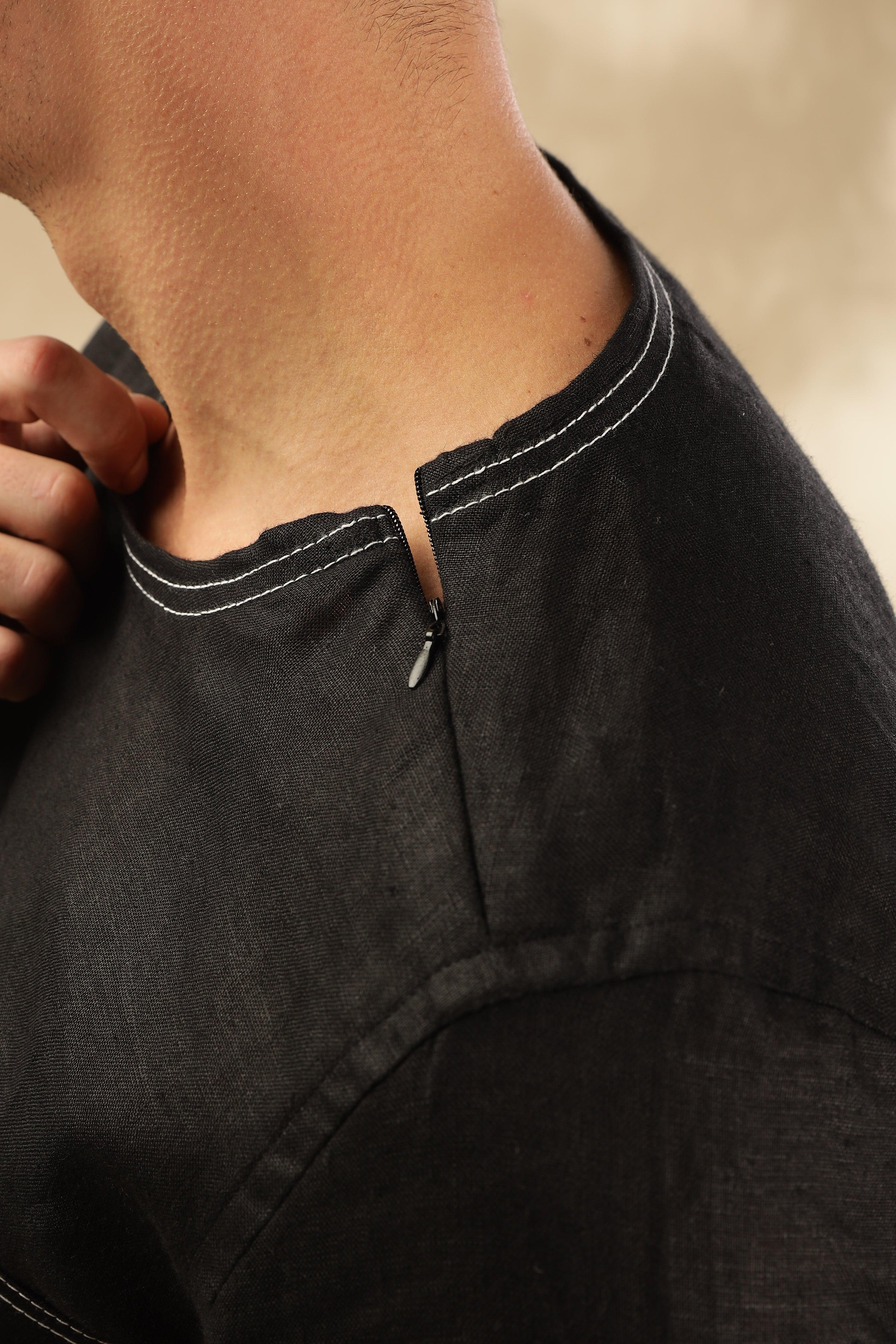 Zac-The Pure Linen Black Co-ord Set