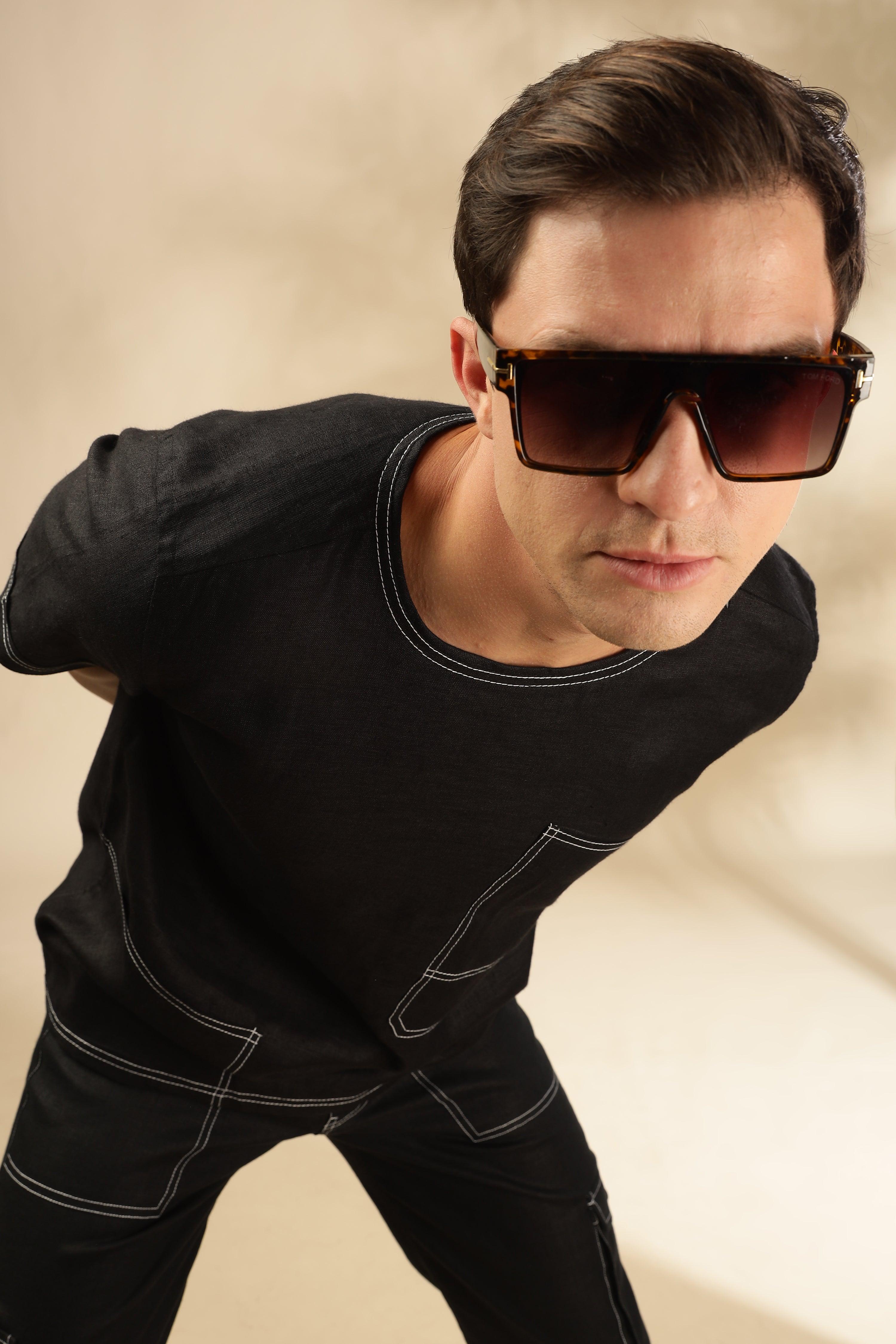 Zac-The Pure Linen Black Co-ord Set