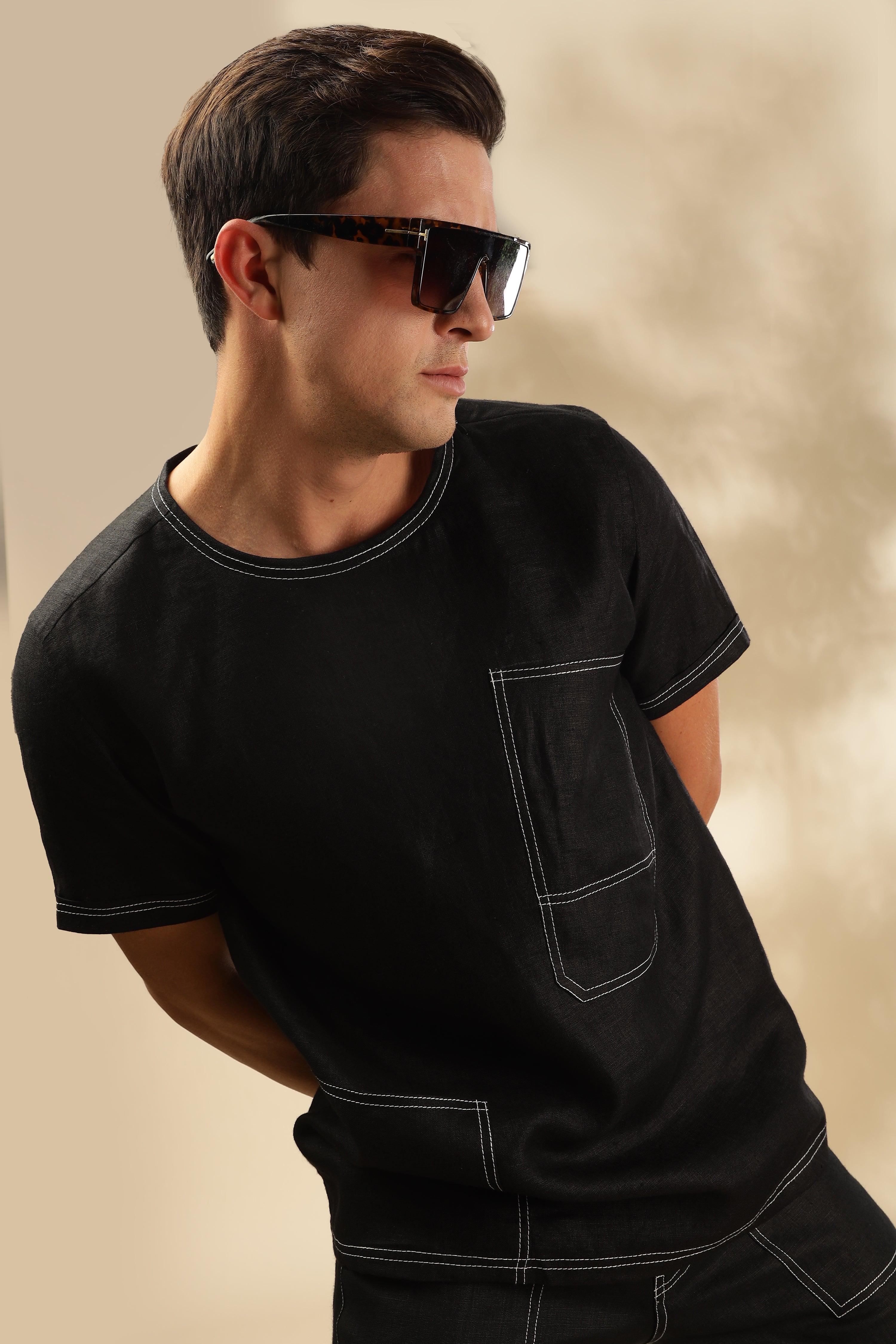 Zac-The Pure Linen Black Co-ord Set