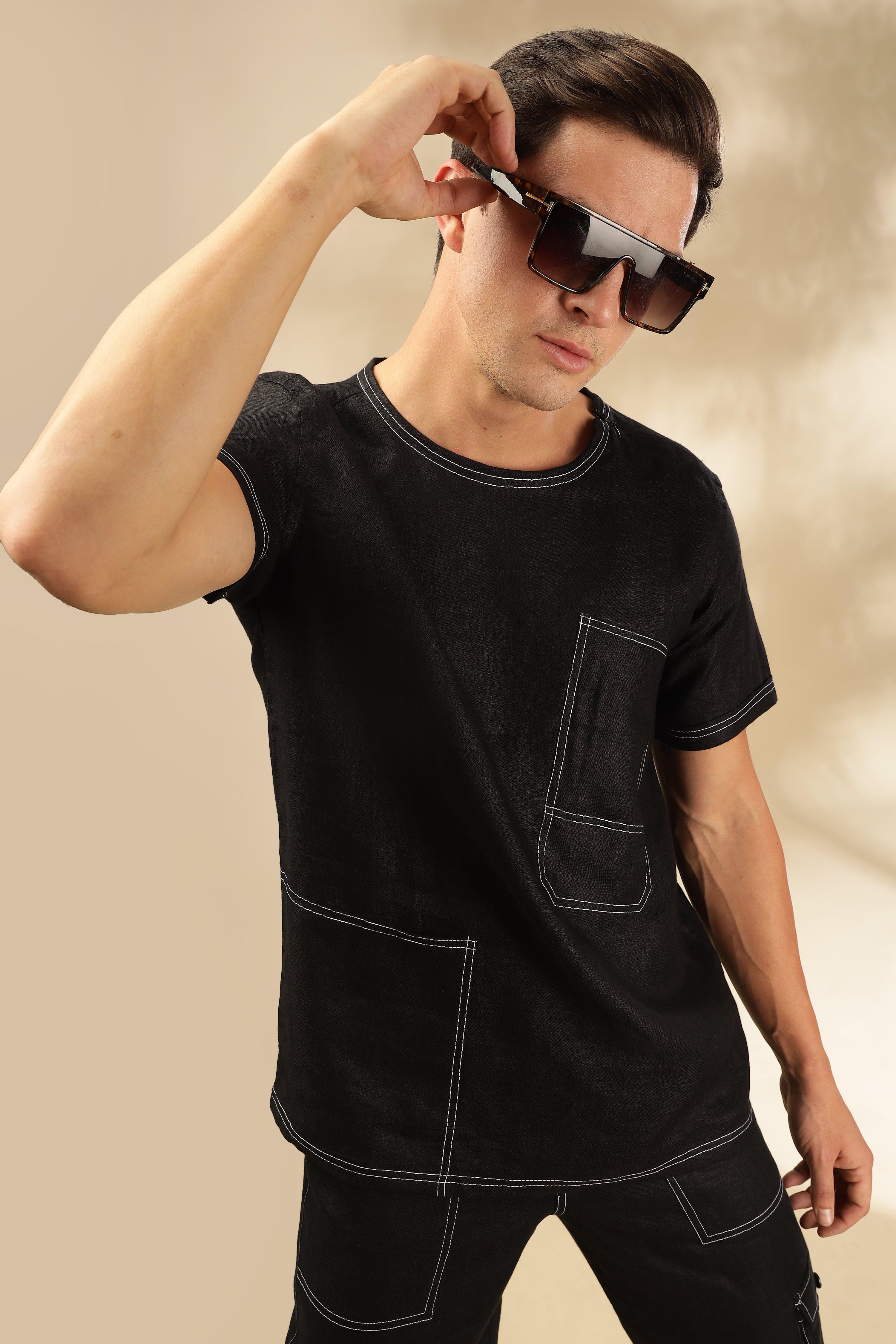 Zac-The Pure Linen Black Co-ord Set