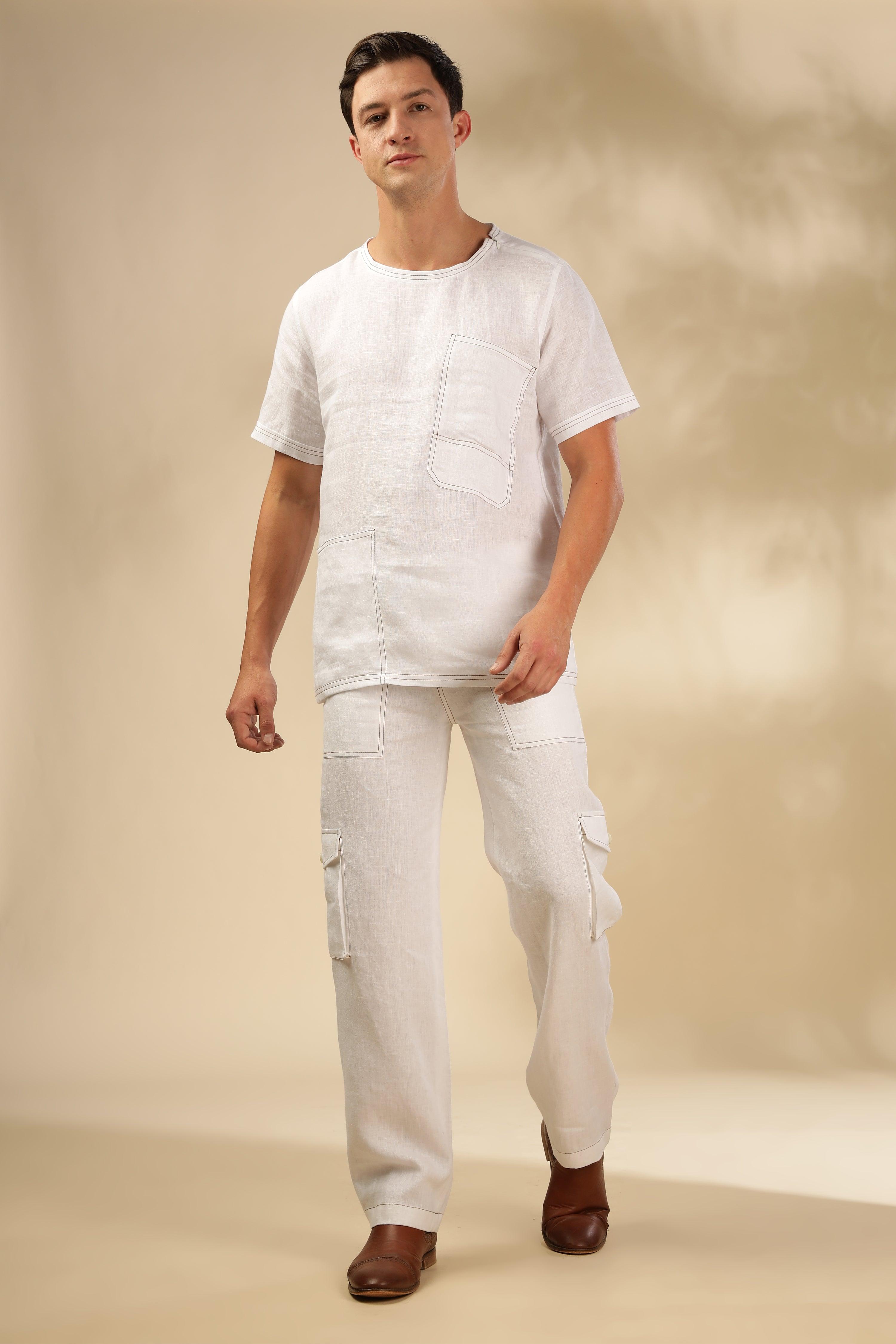 Zac-The Pure Linen White Co-ord Set