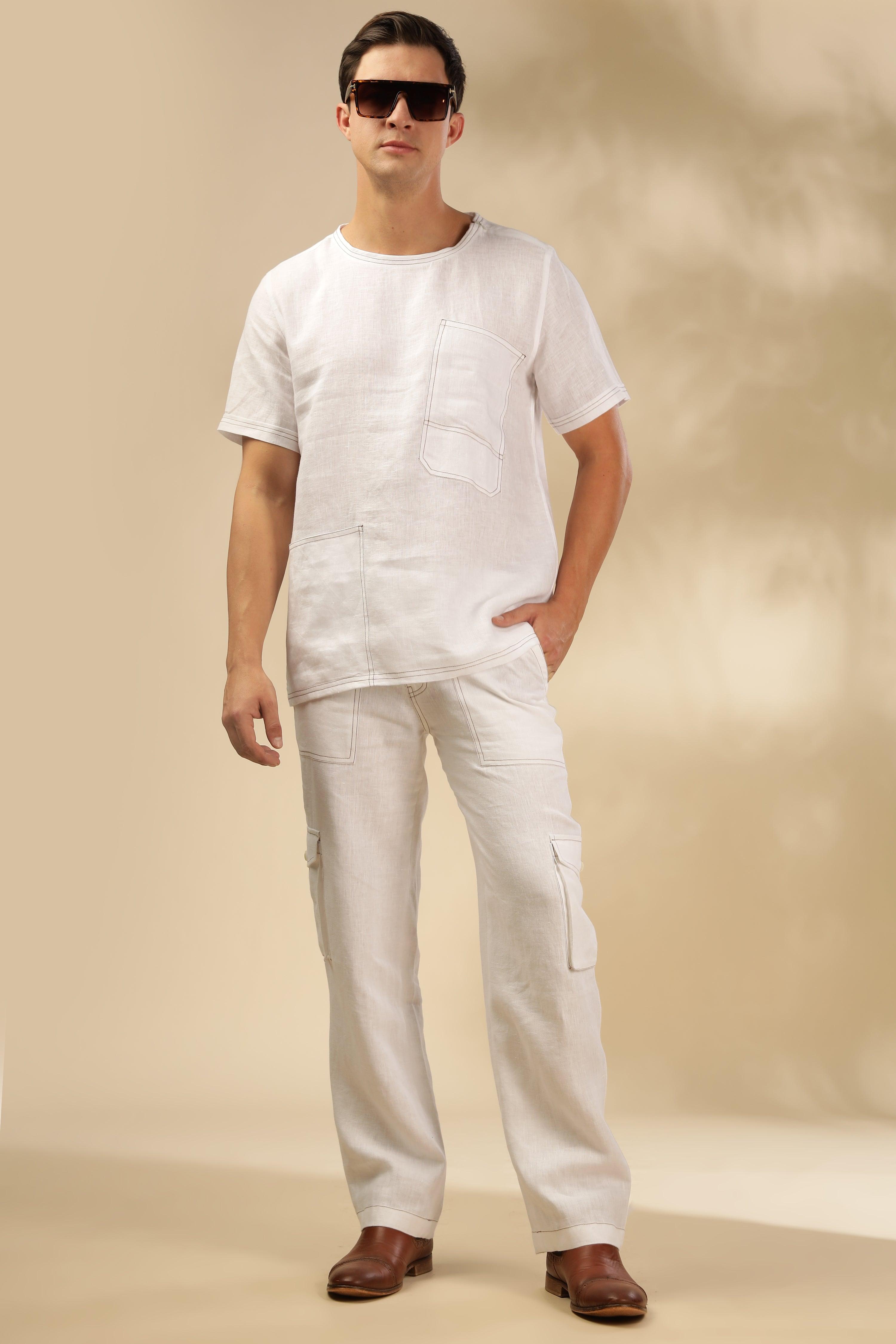 Zac-The Pure Linen White Co-ord Set
