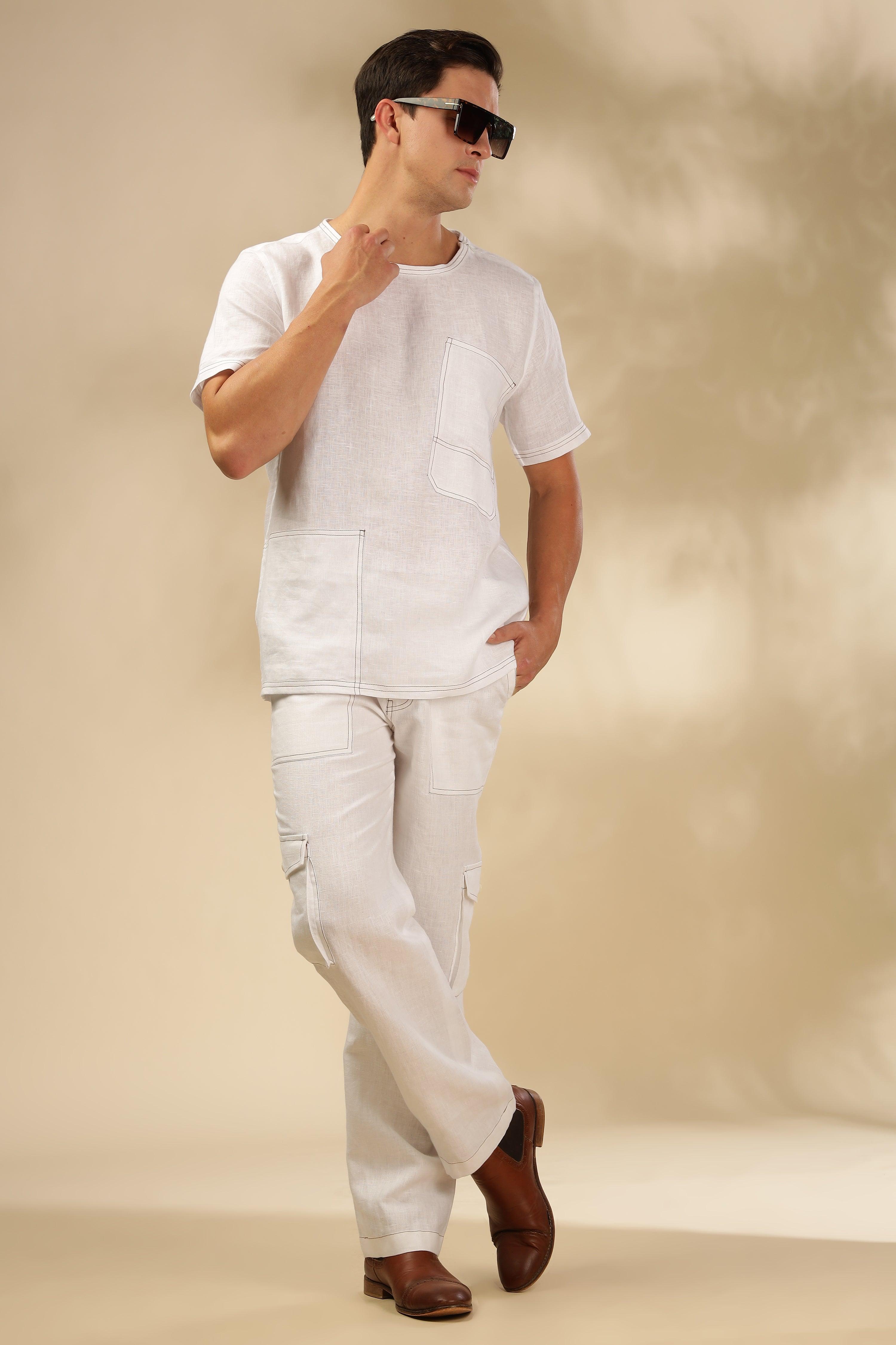 Zac-The Pure Linen White Co-ord Set