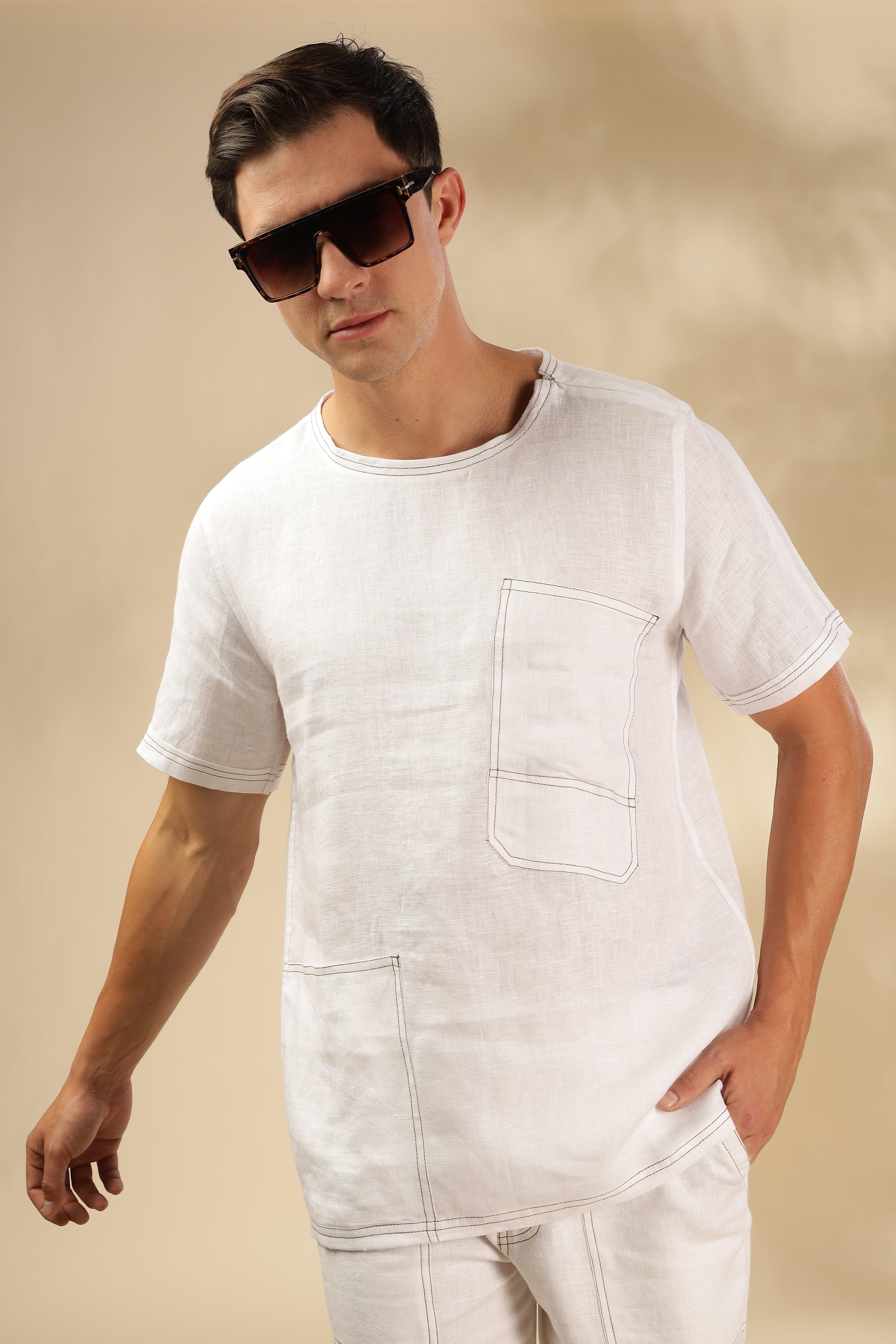 Zac-The Pure Linen White Co-ord Set