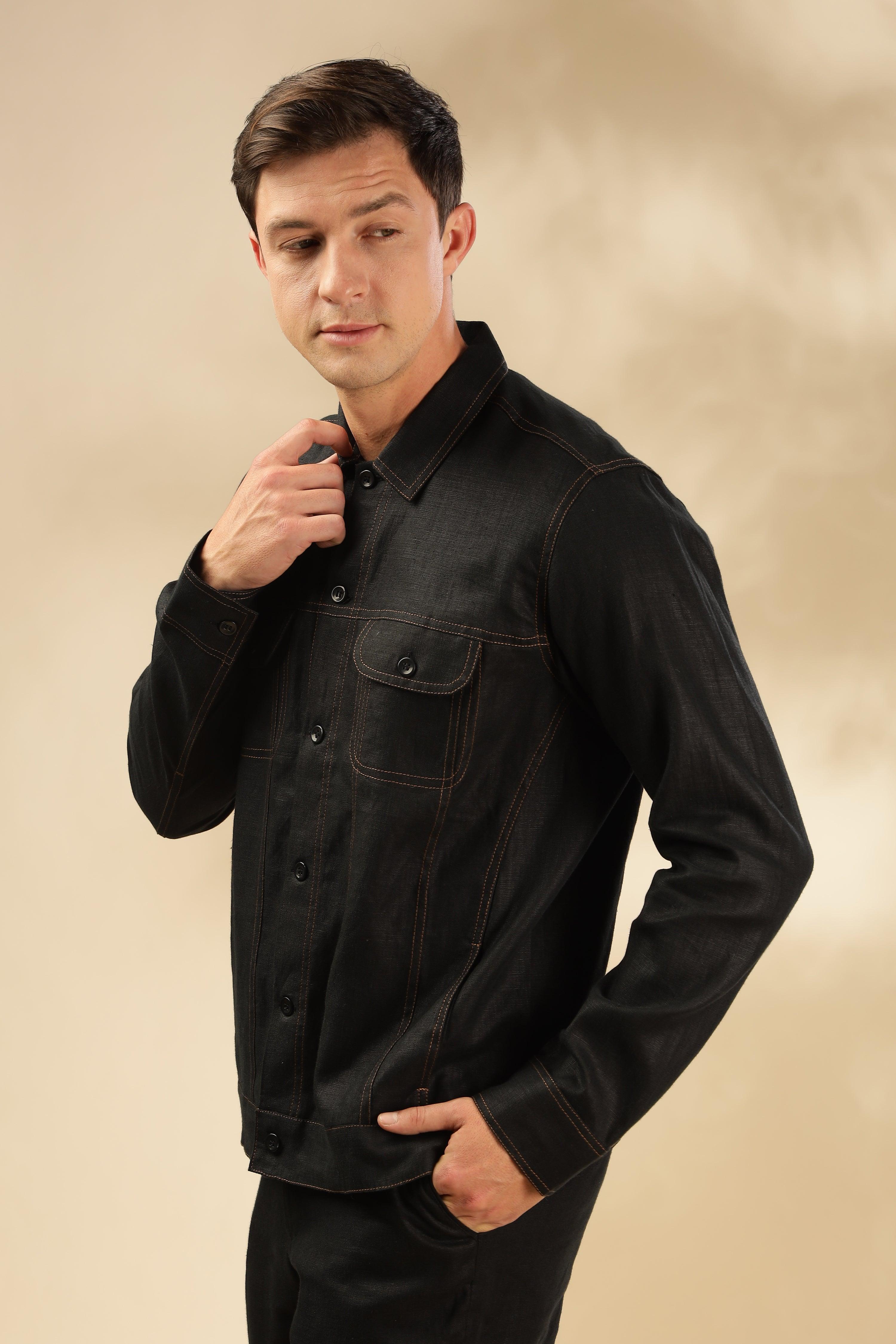PABLO - Pure French Linen Black Jacket