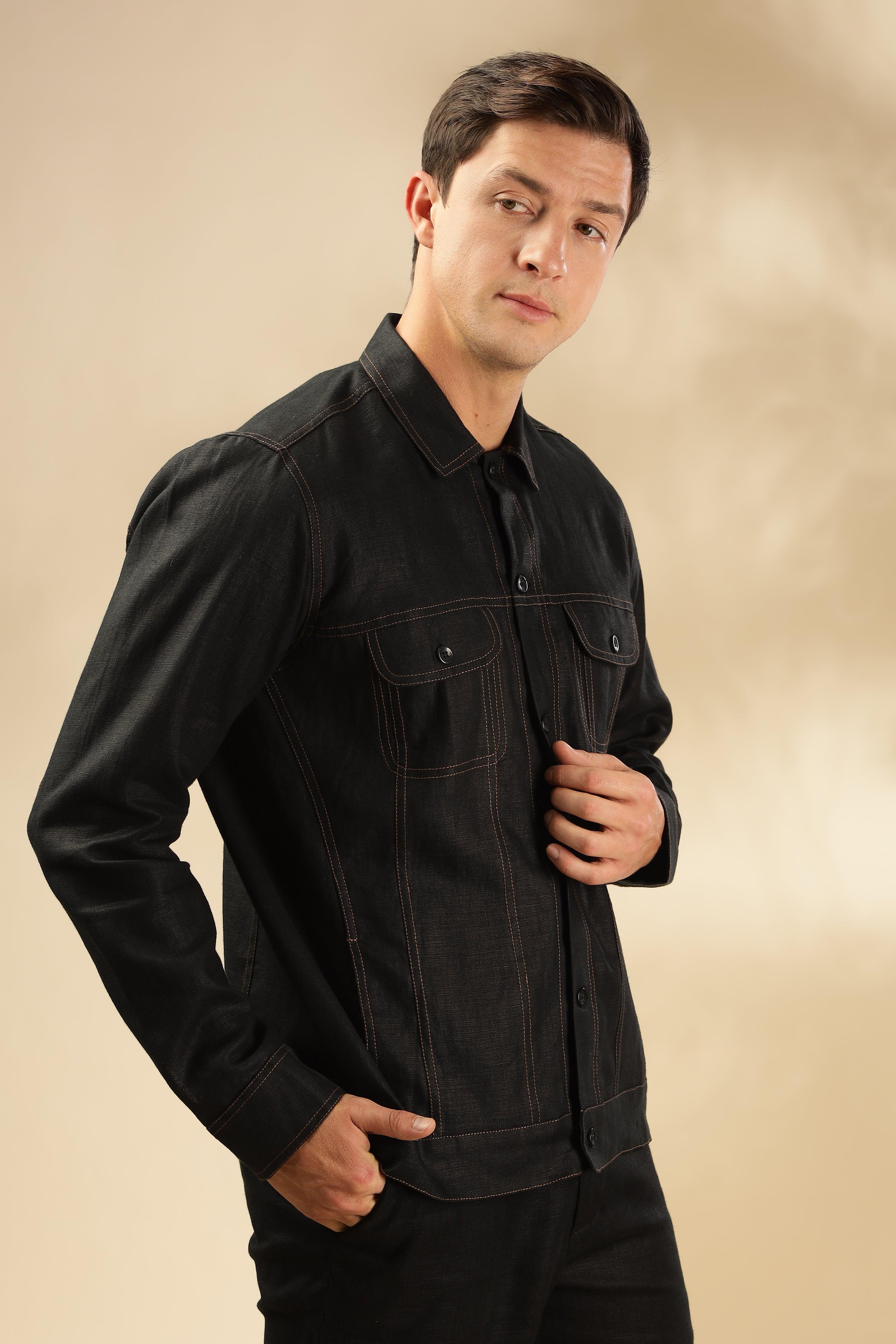 PABLO - Pure French Linen Black Jacket