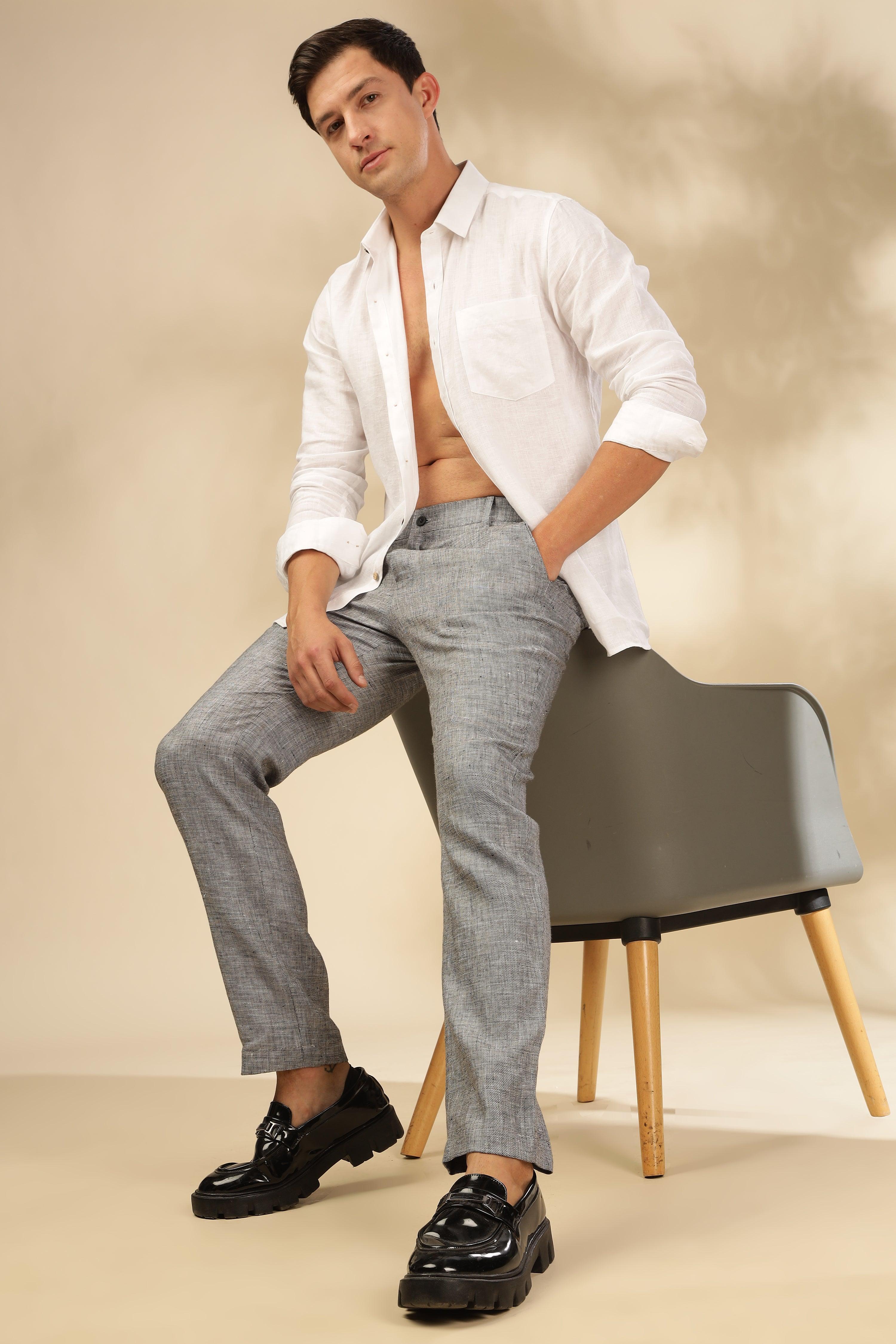 Rick - The Pure Linen Trousers Grey chambray - Perfect for All-Day Comfort