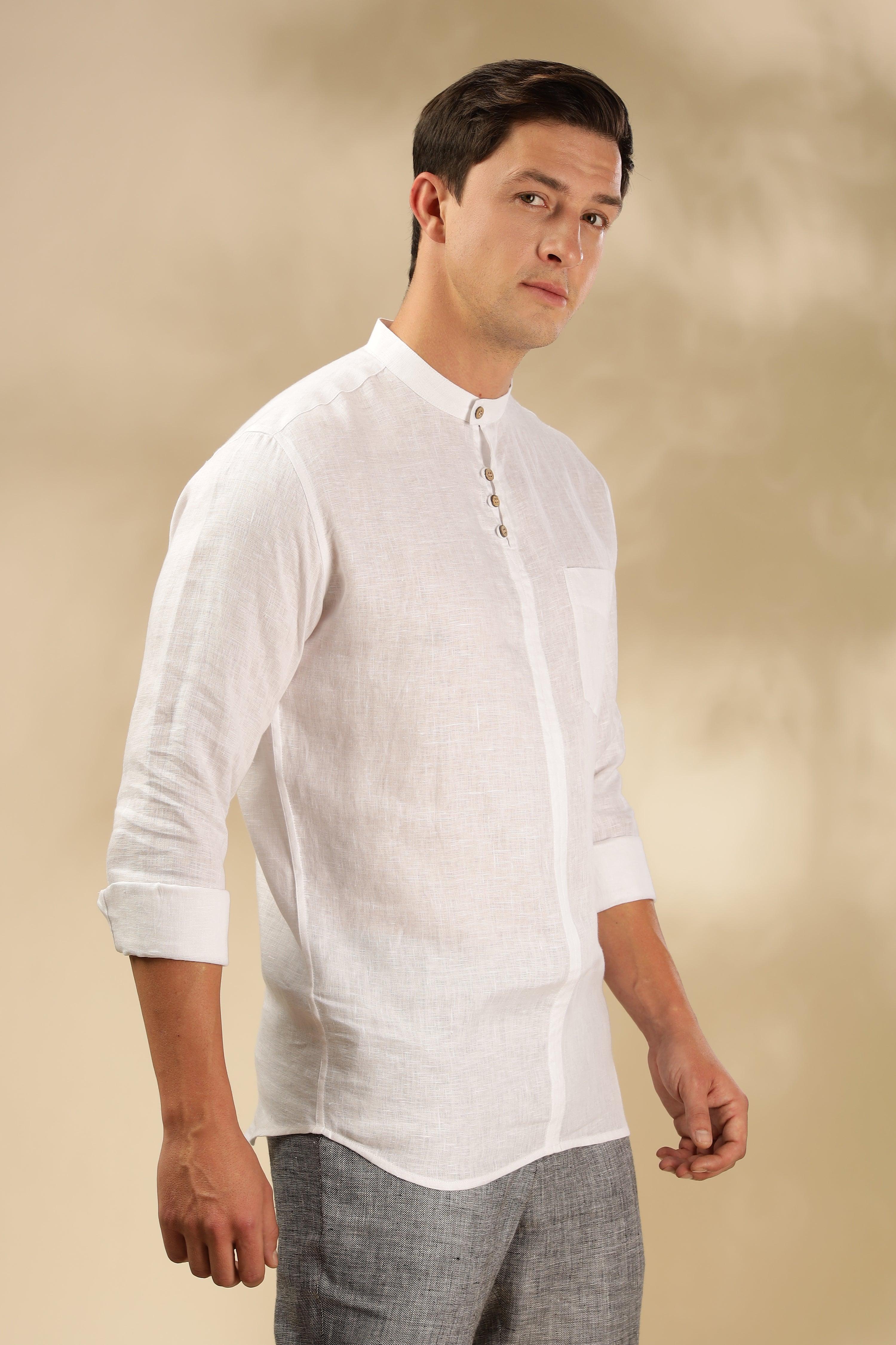 JAY - ROMANTIC CHARM HALF PLACKET PURE LINEN