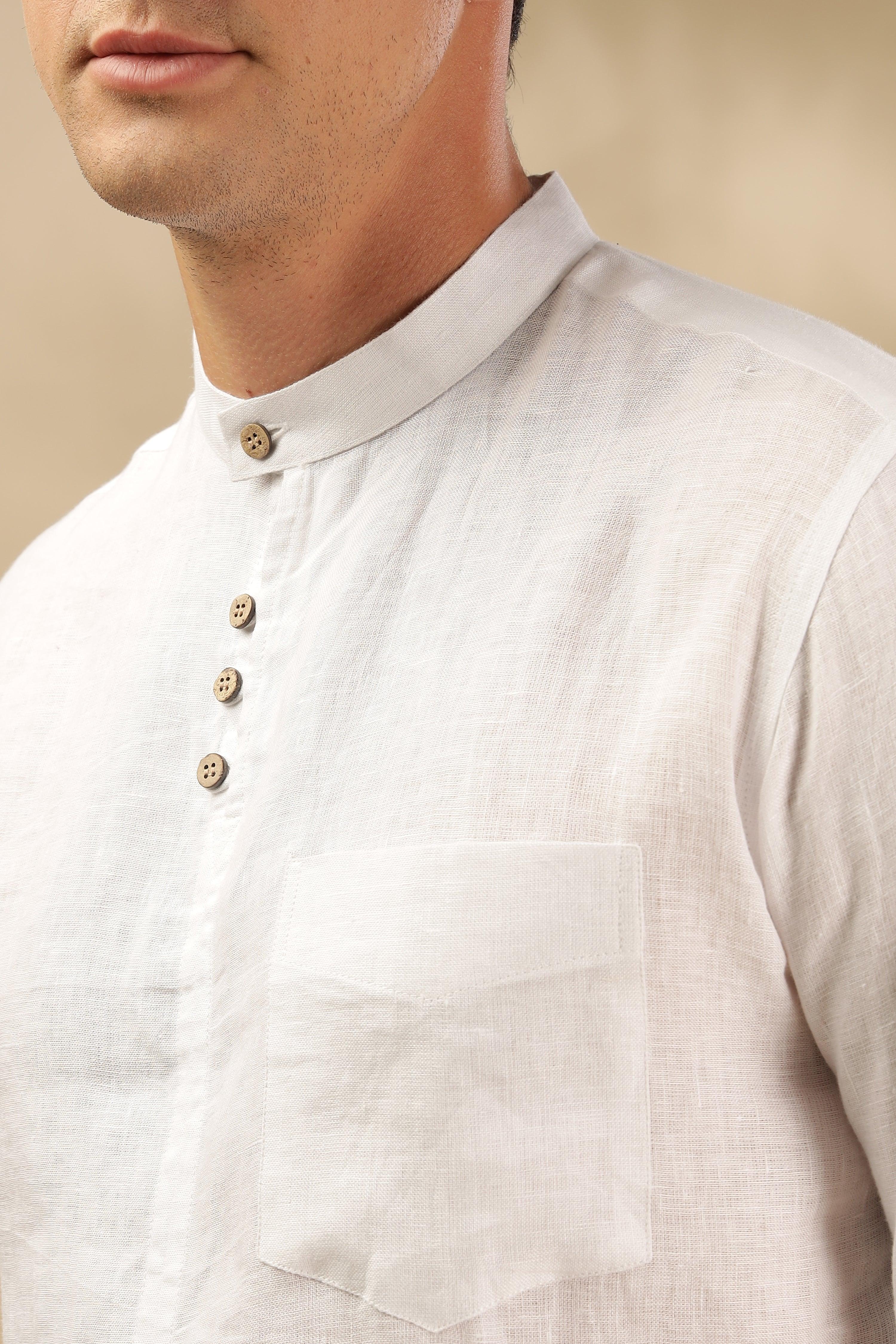 JAY - ROMANTIC CHARM HALF PLACKET PURE LINEN