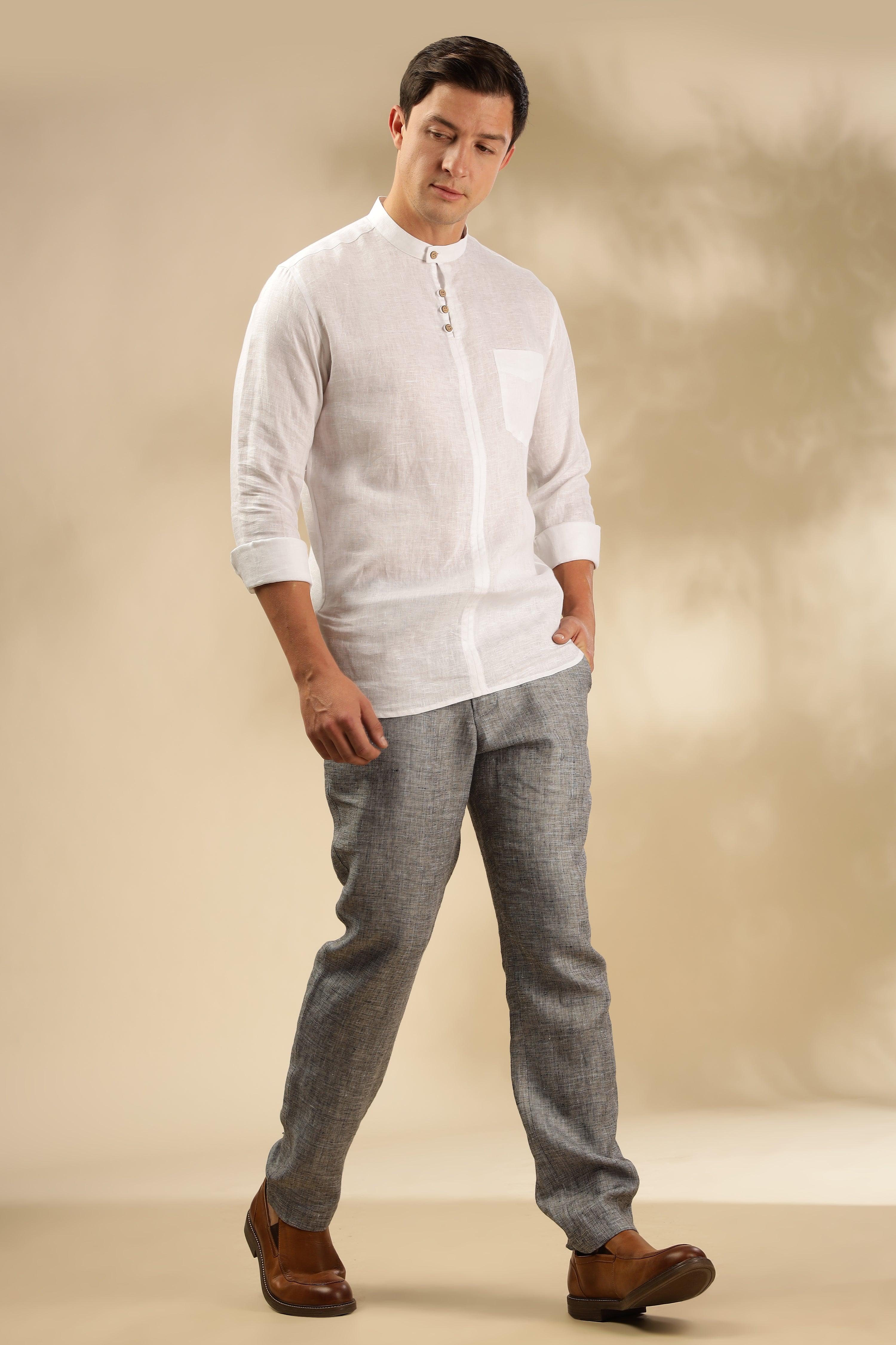 JAY - ROMANTIC CHARM HALF PLACKET PURE LINEN