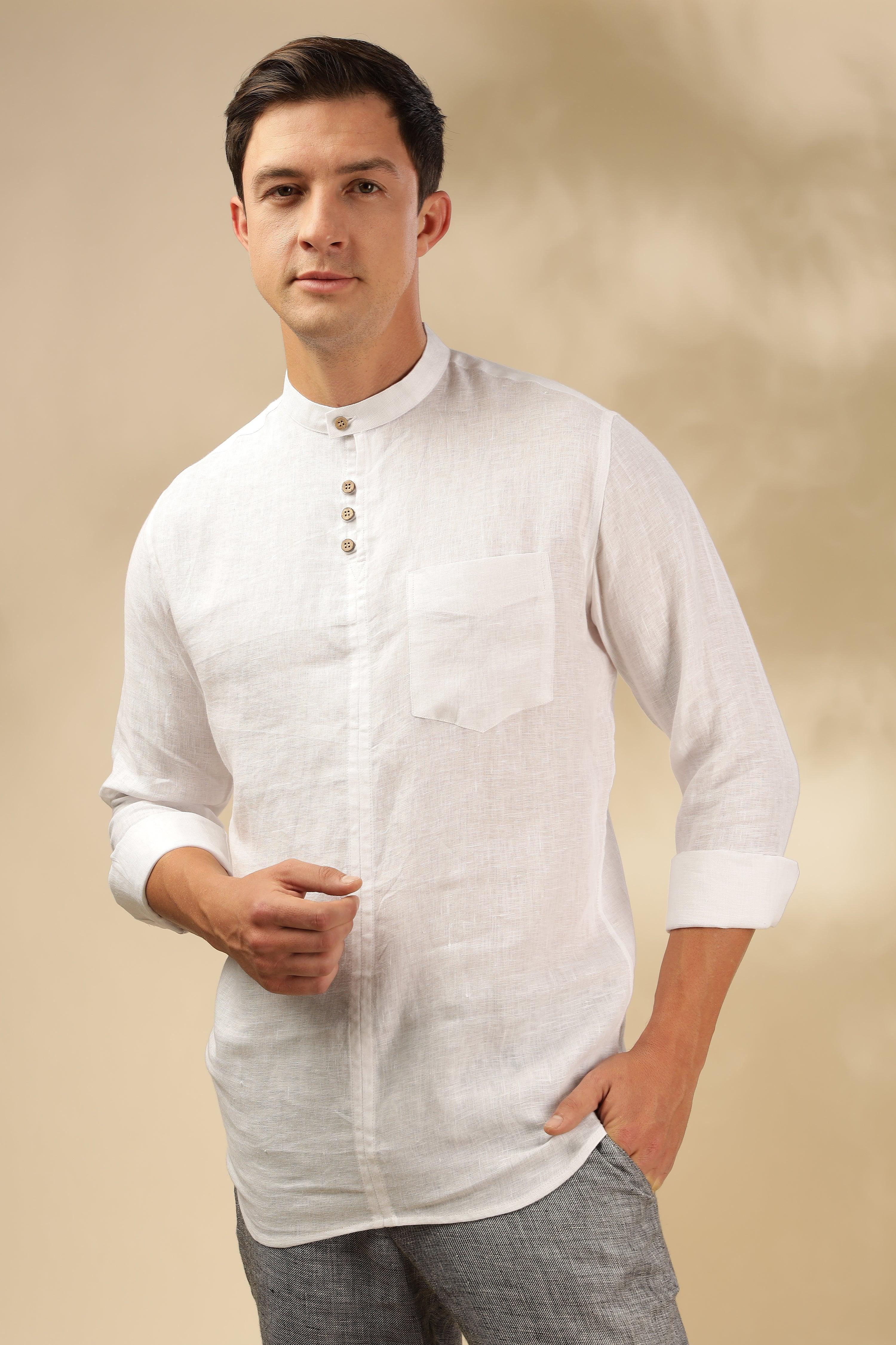 JAY - ROMANTIC CHARM HALF PLACKET PURE LINEN