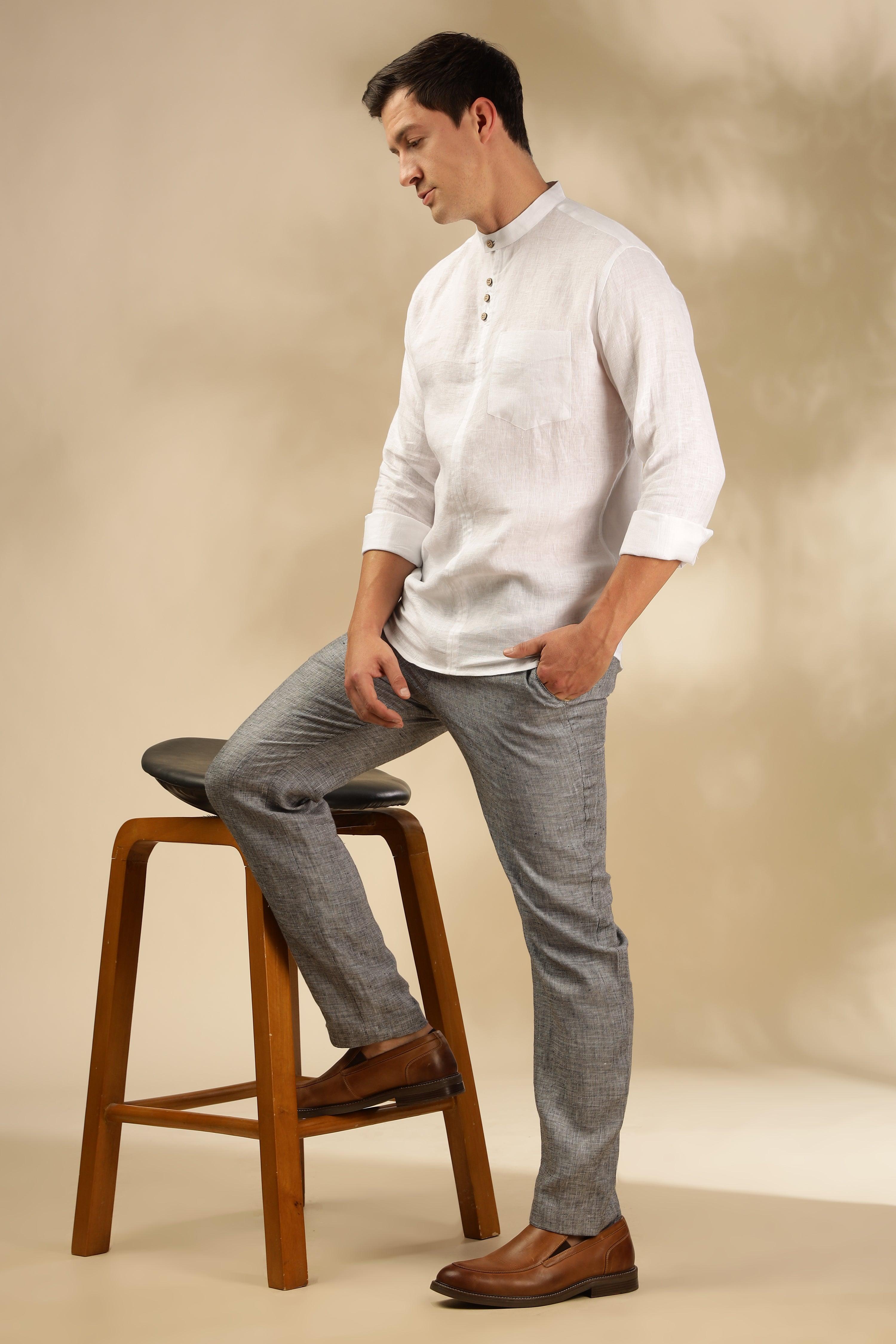 JAY - ROMANTIC CHARM HALF PLACKET PURE LINEN