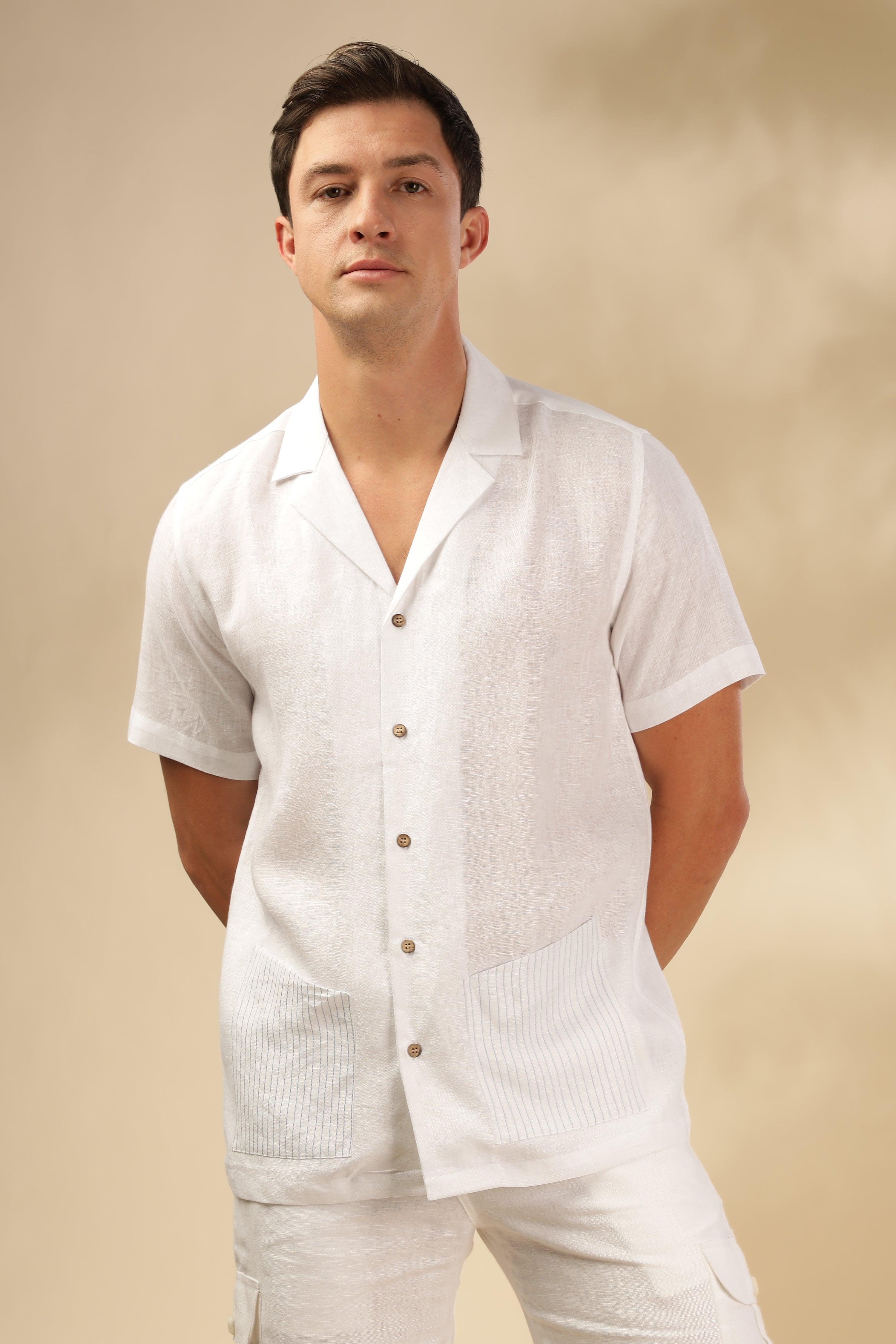 Sam - The Pure Linen Cuban collar shirt White