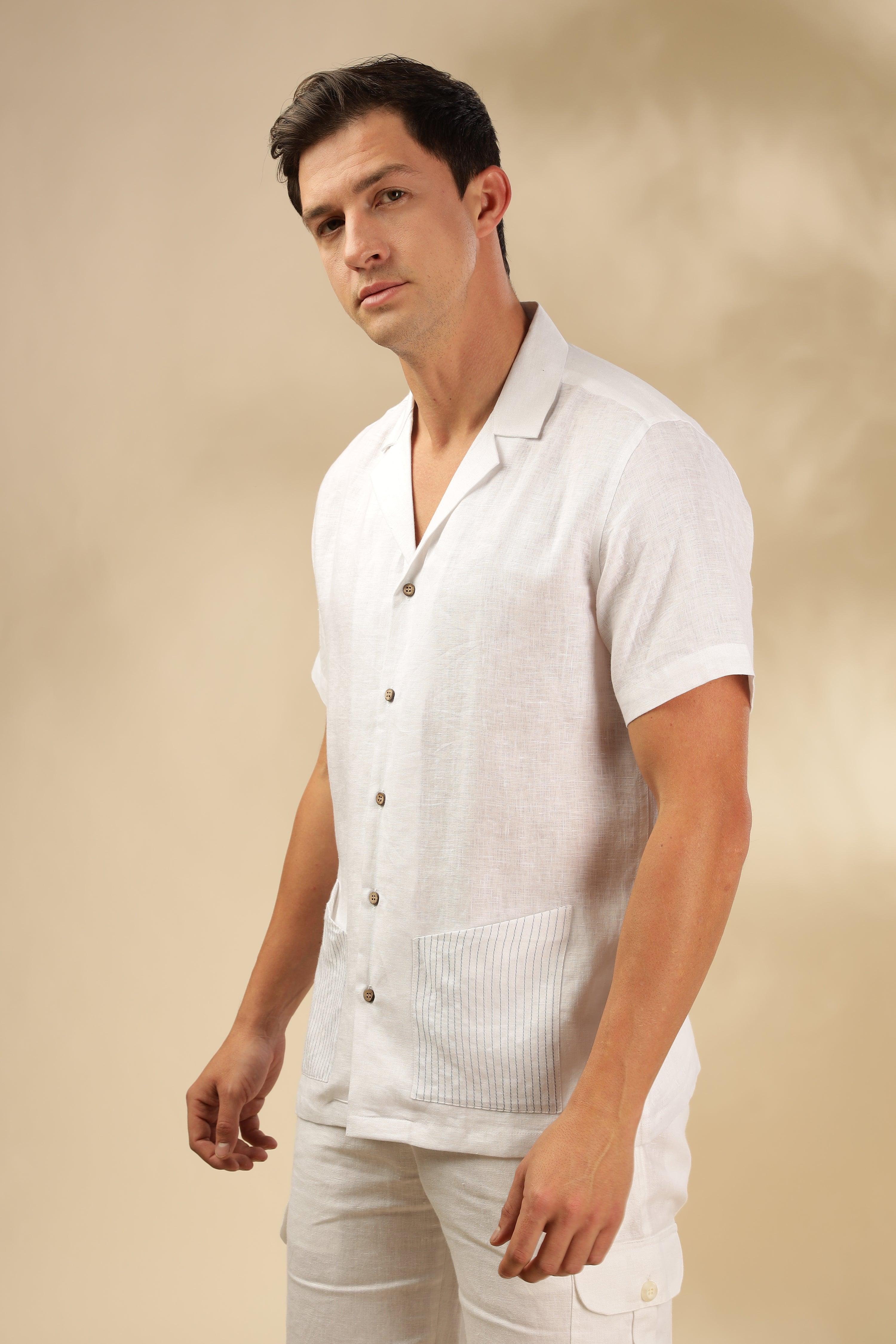 Sam - The Pure Linen Cuban collar shirt White