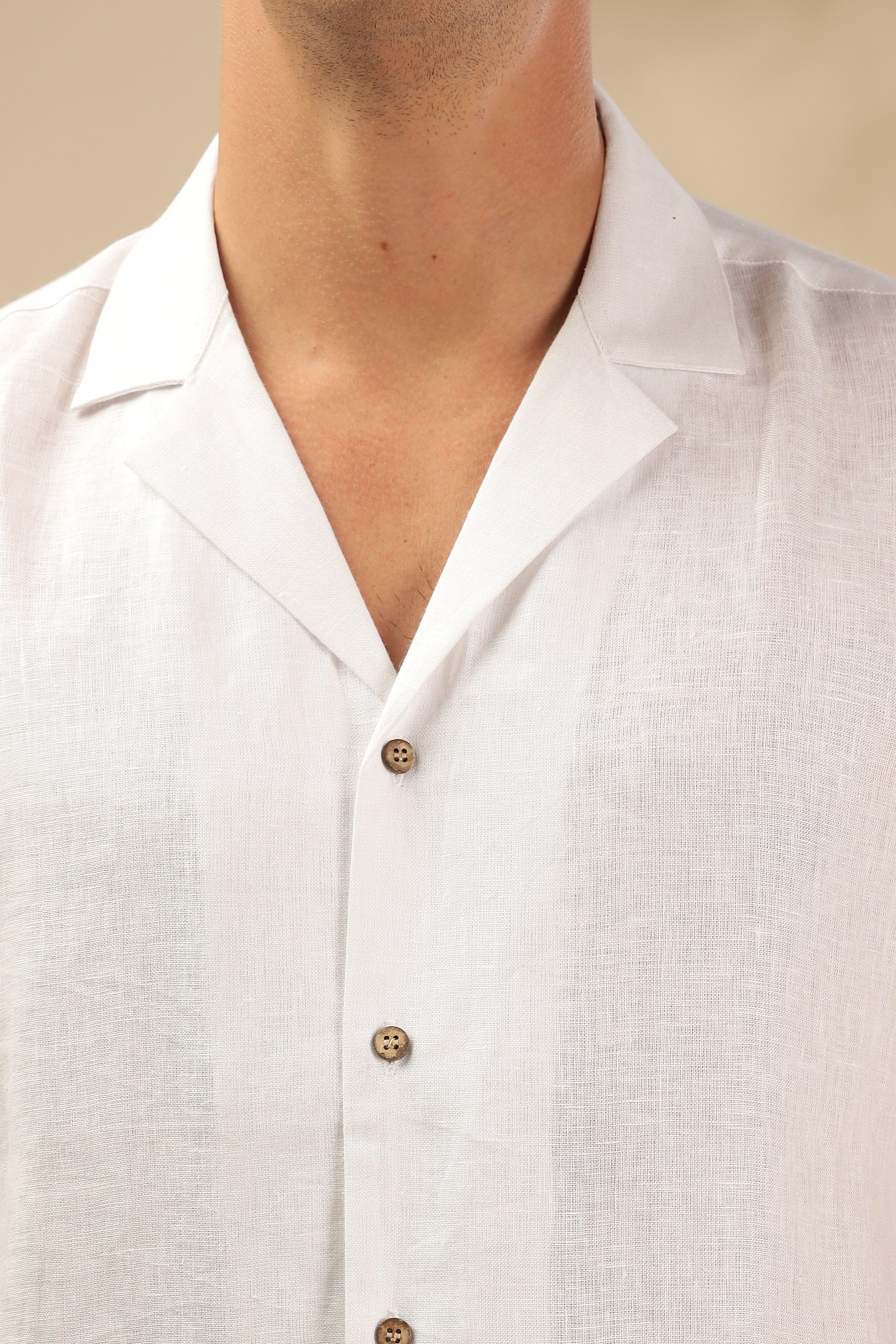 Sam - The Pure Linen Cuban collar shirt White