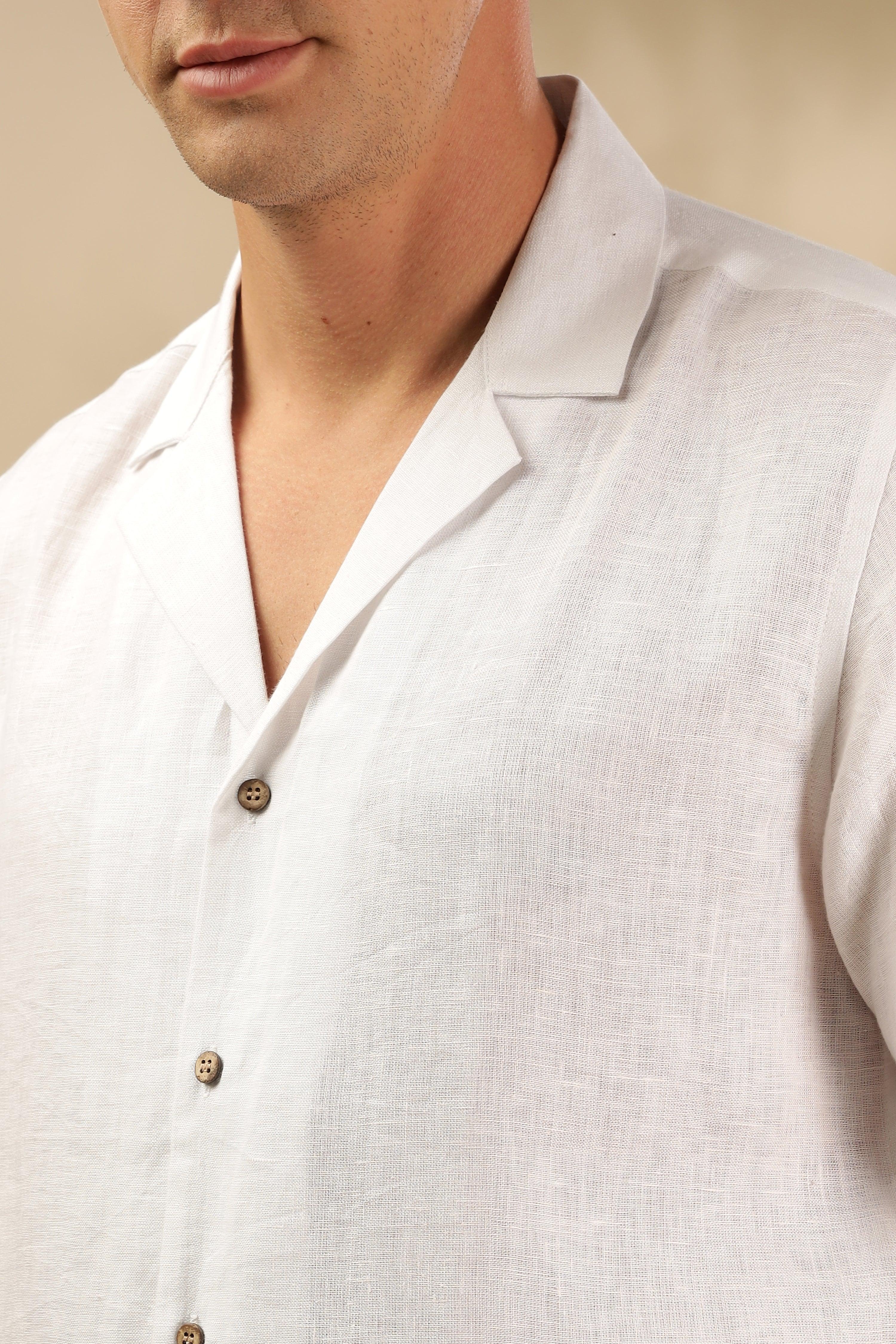 Sam - The Pure Linen Cuban collar shirt White