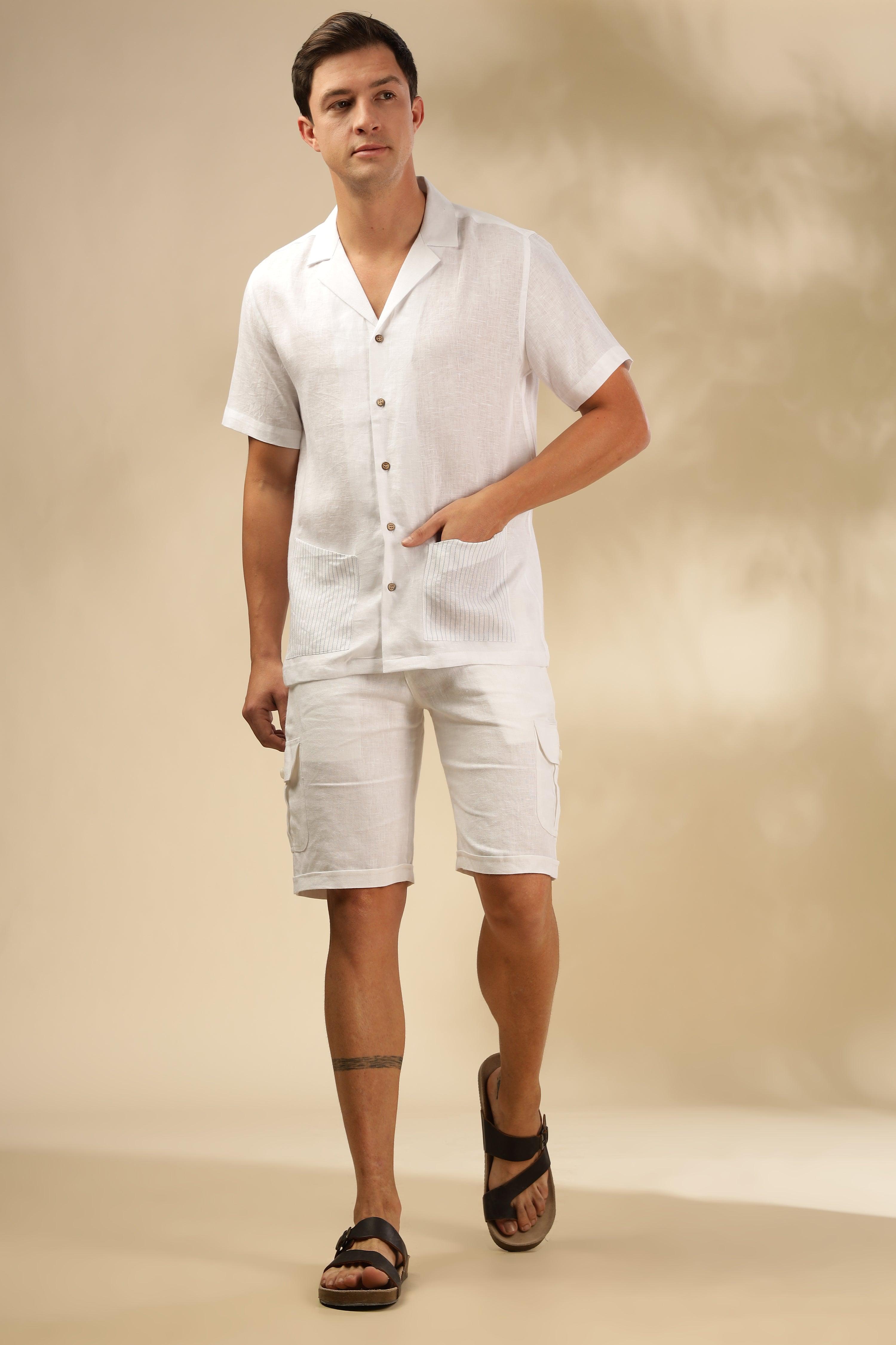 Sam - The Pure Linen Cuban collar shirt White