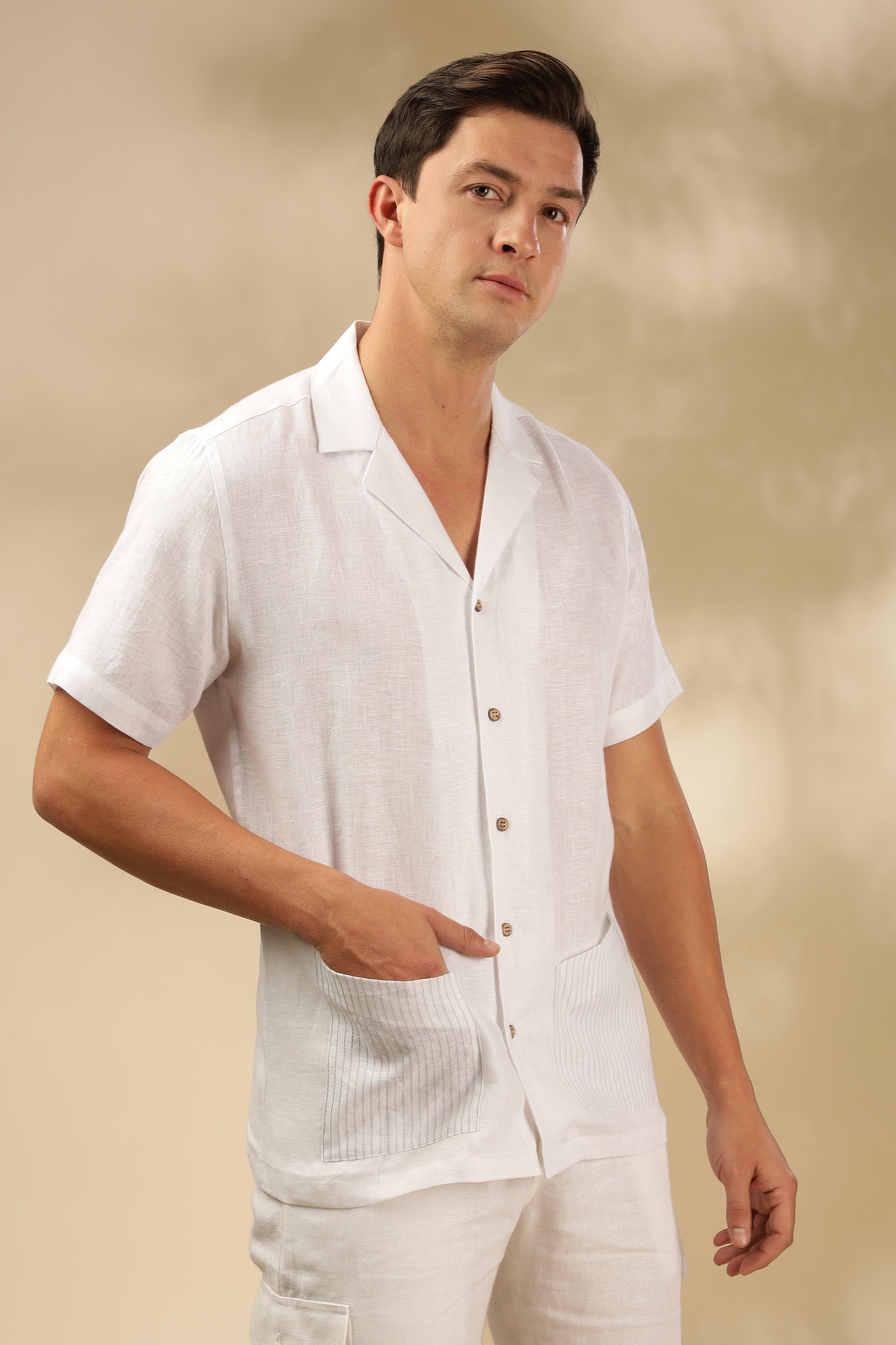 Sam - The Pure Linen Cuban collar shirt White