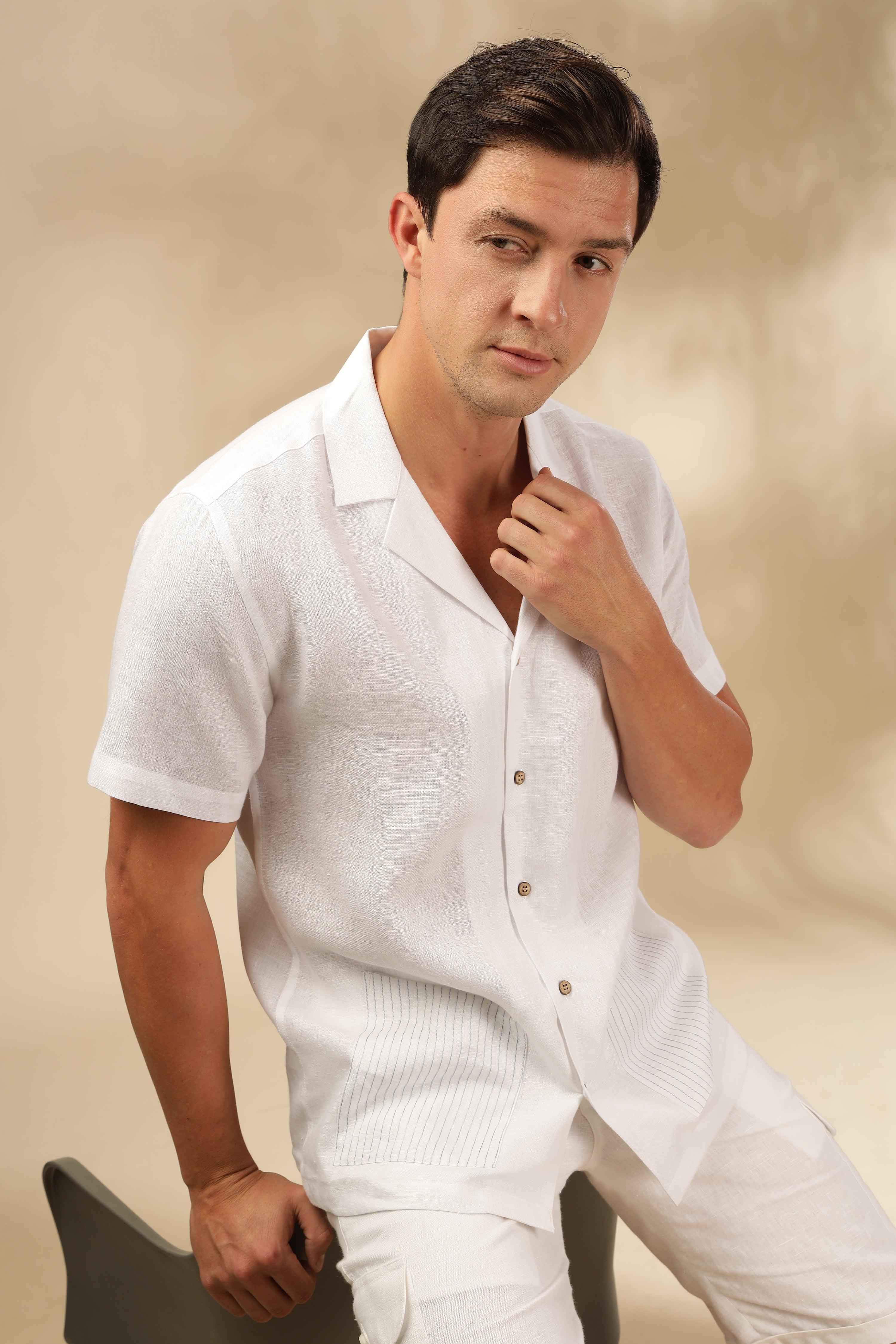 Sam - The Pure Linen Cuban collar shirt White