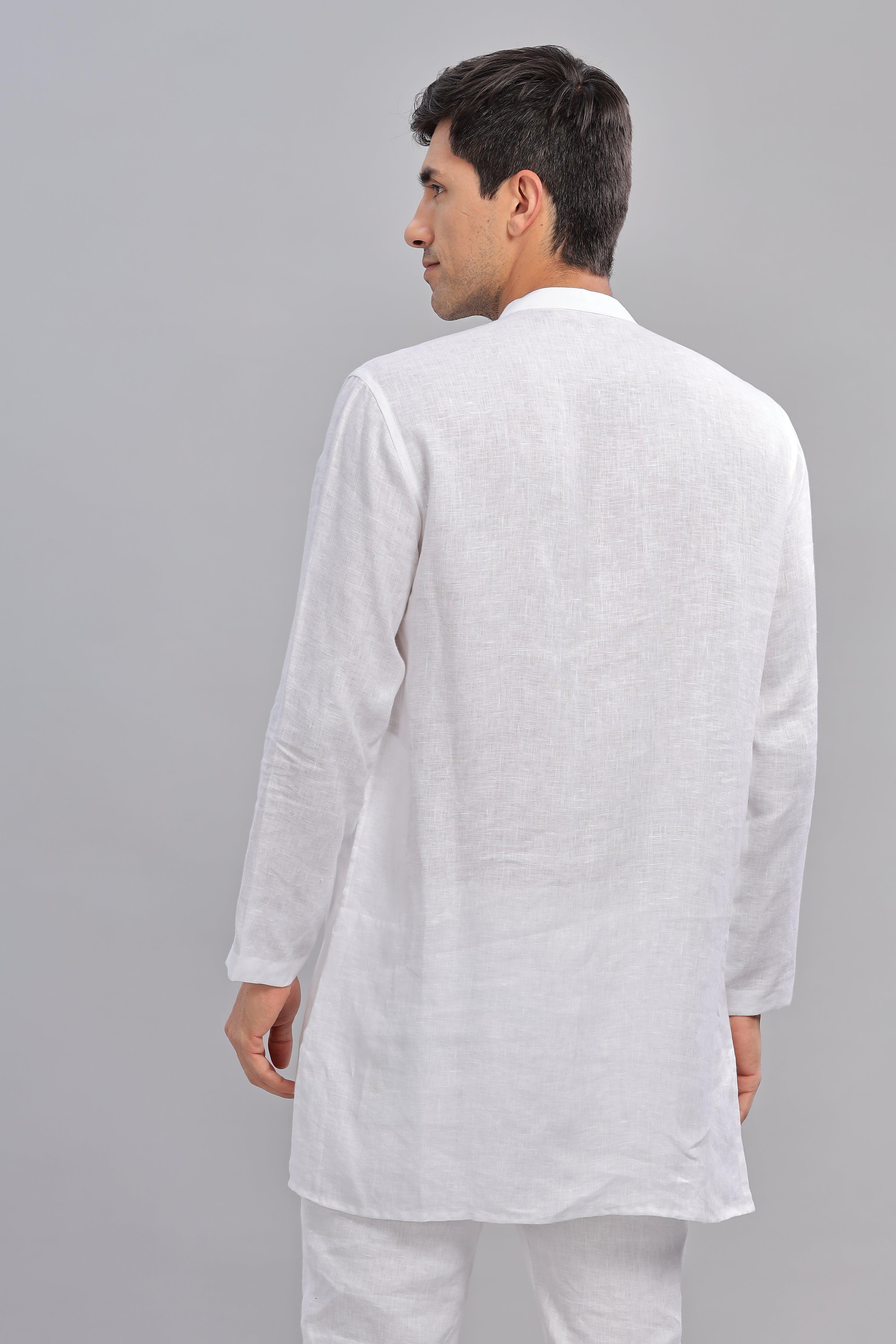 VIVAAN - Handcrafted Luxury 100% Pure Linen White Kurta sets