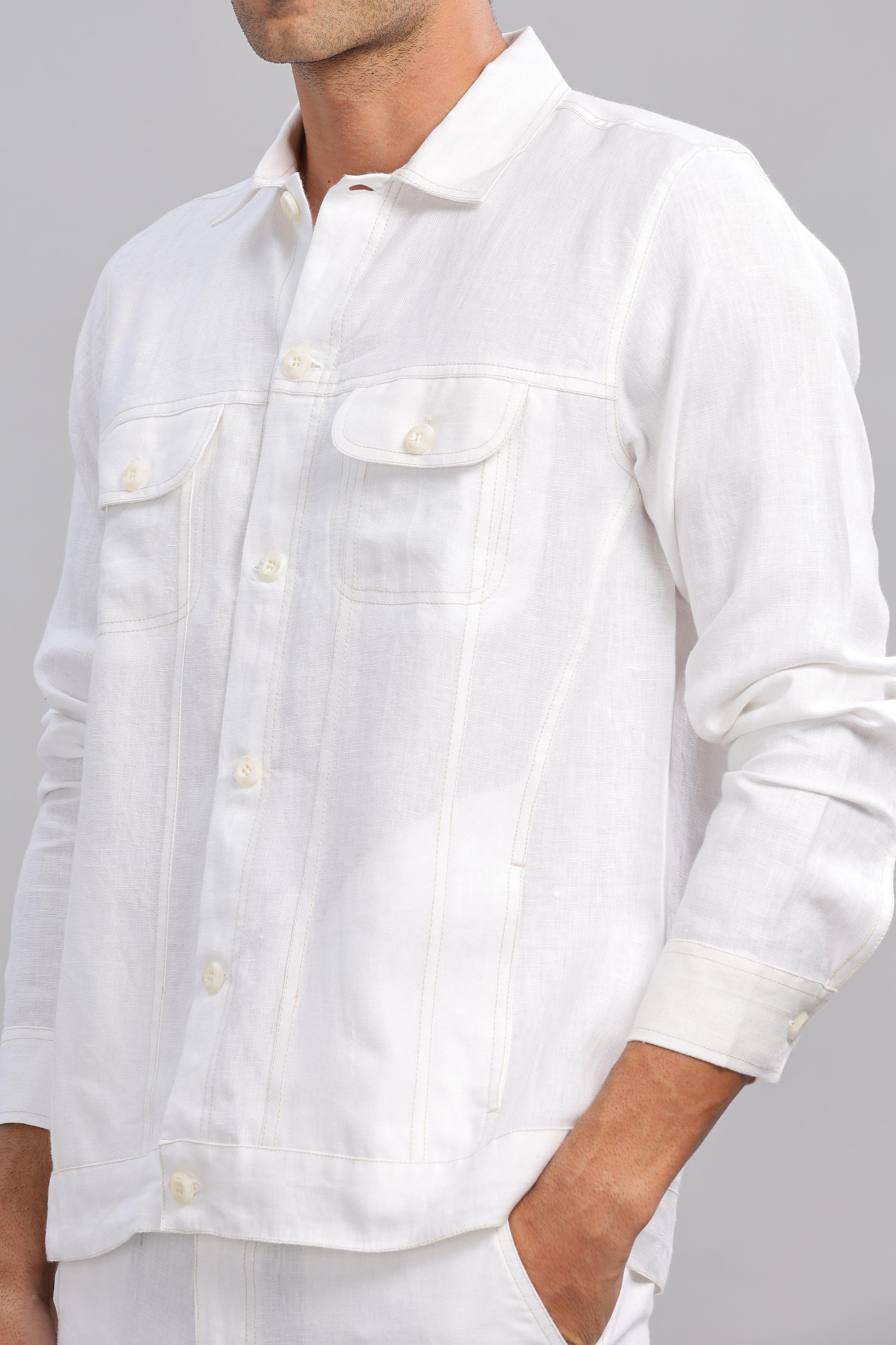 PABLO - Pure French Linen White Jacket