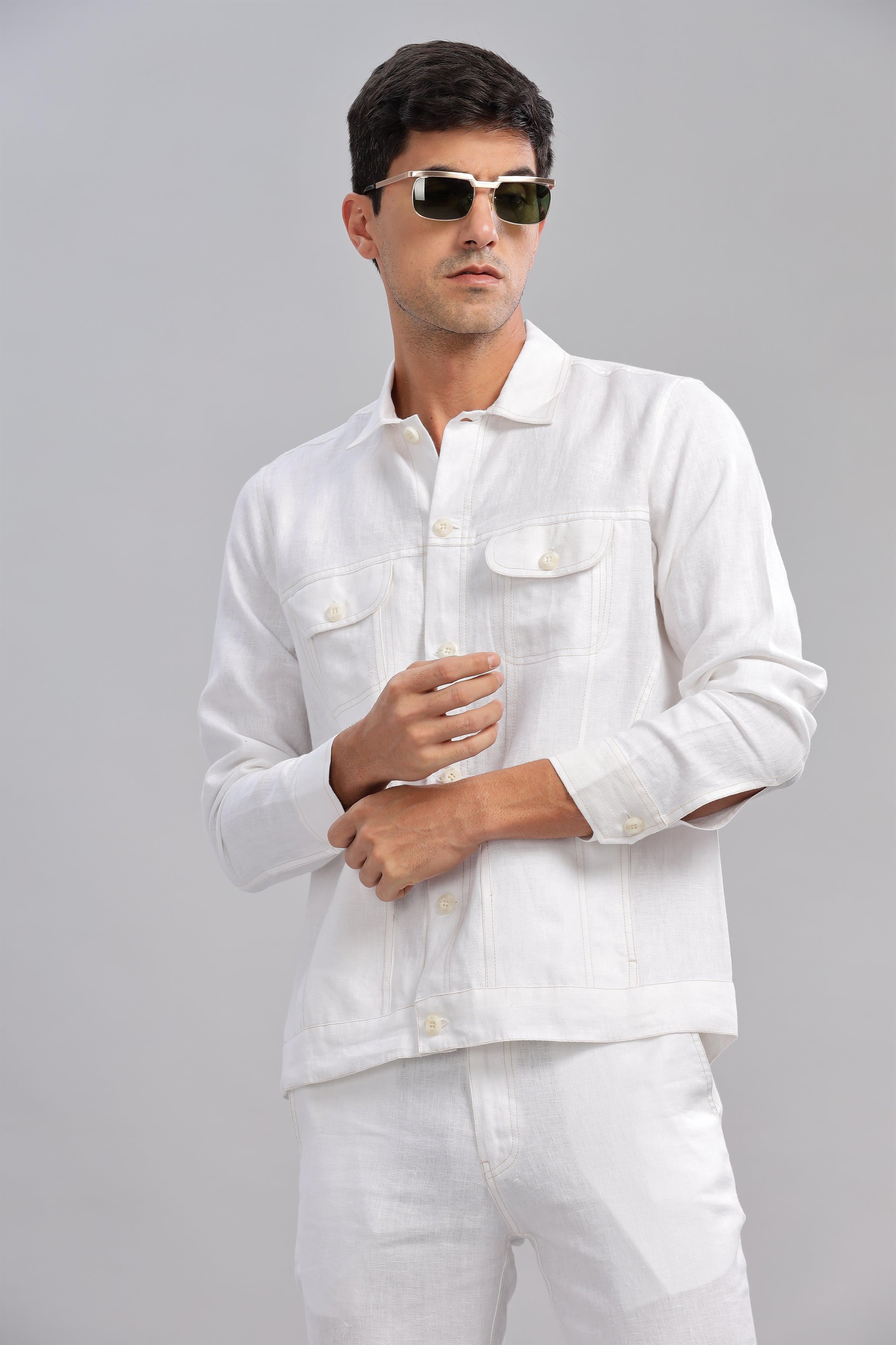 PABLO - Pure French Linen White Jacket