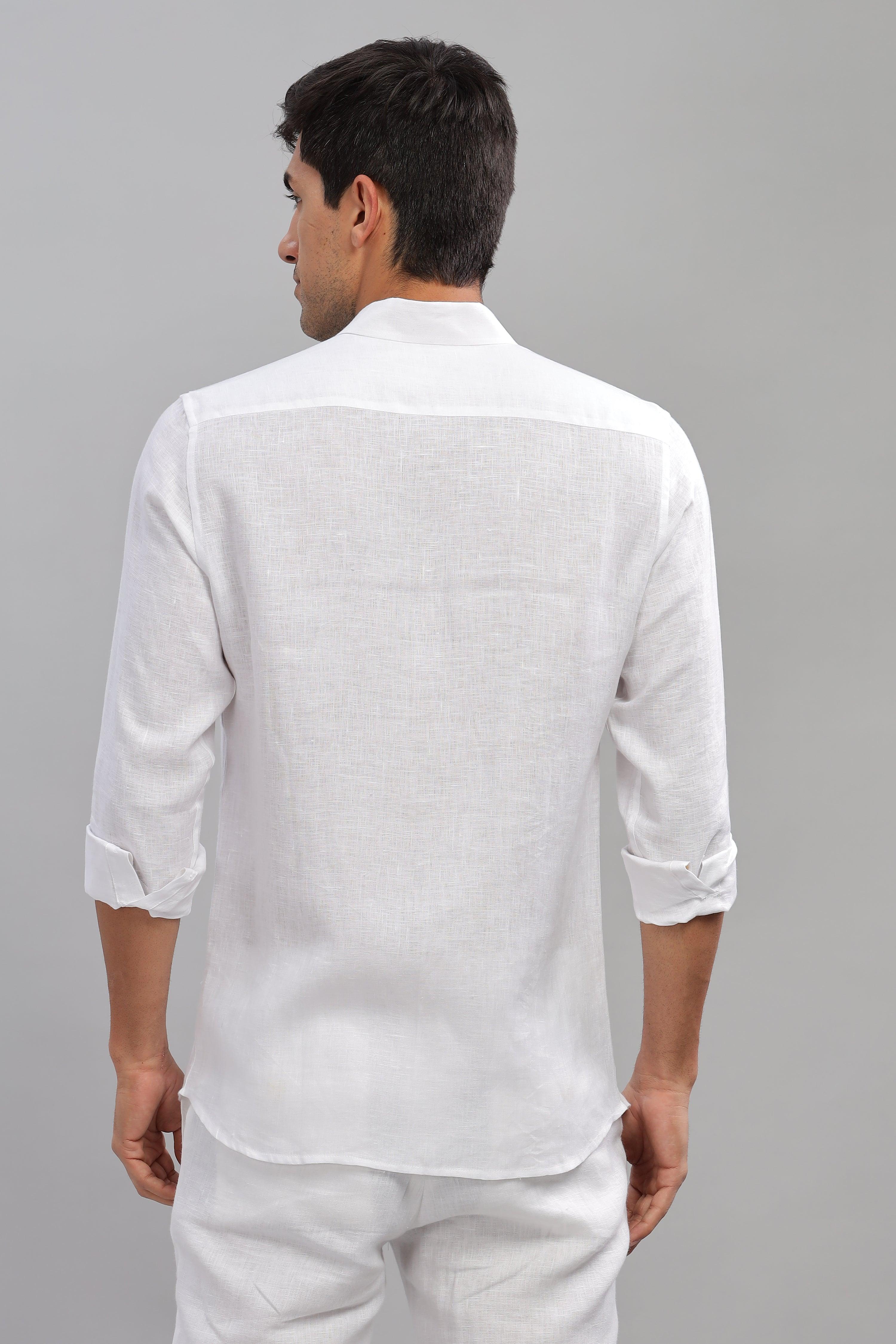 GALE - EMBROIDERED STITCH DETAIL WHITE SHIRT - UNIQUE LUXURY