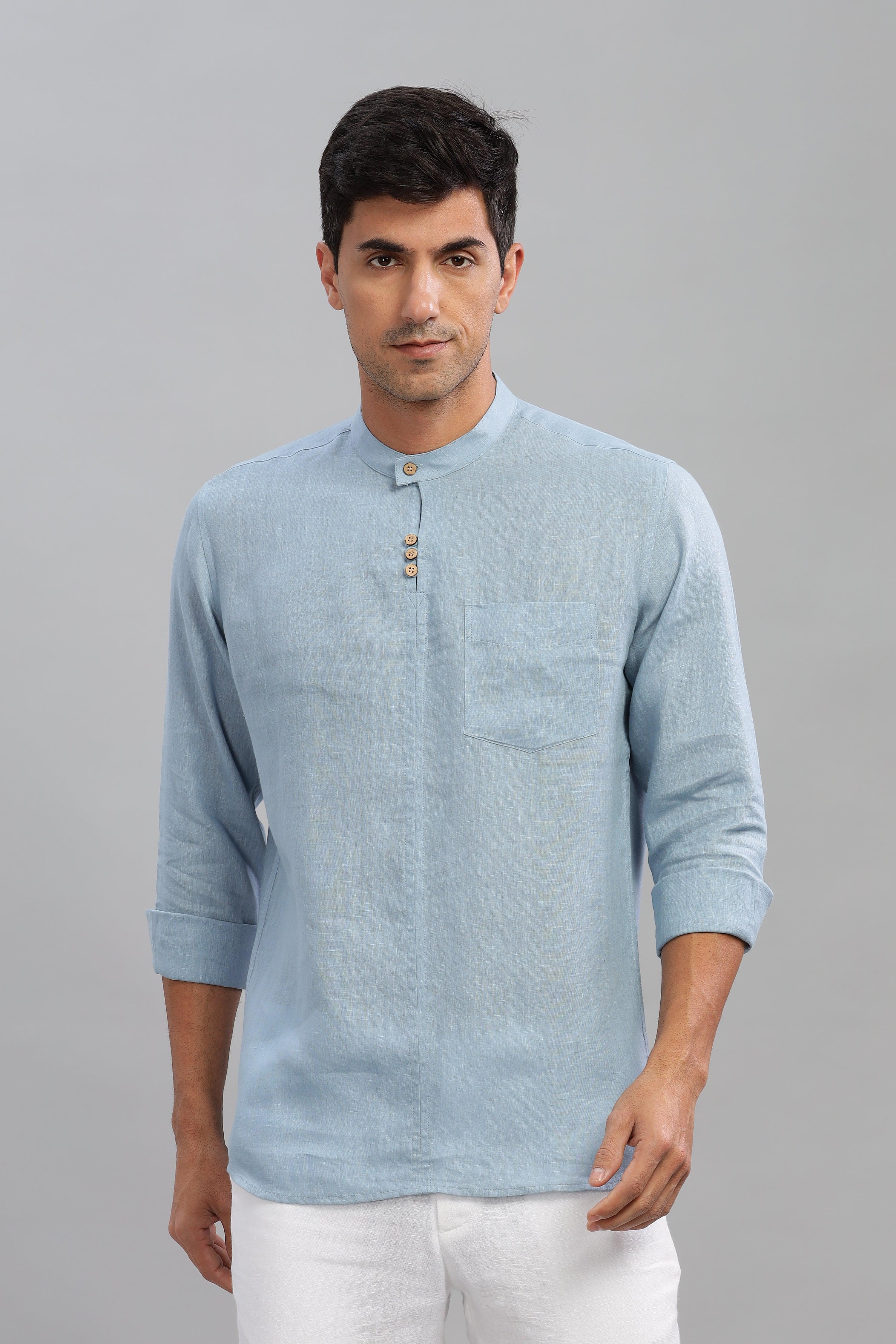 JAY - ROMANTIC CHARM HALF PLACKET PURE LINEN