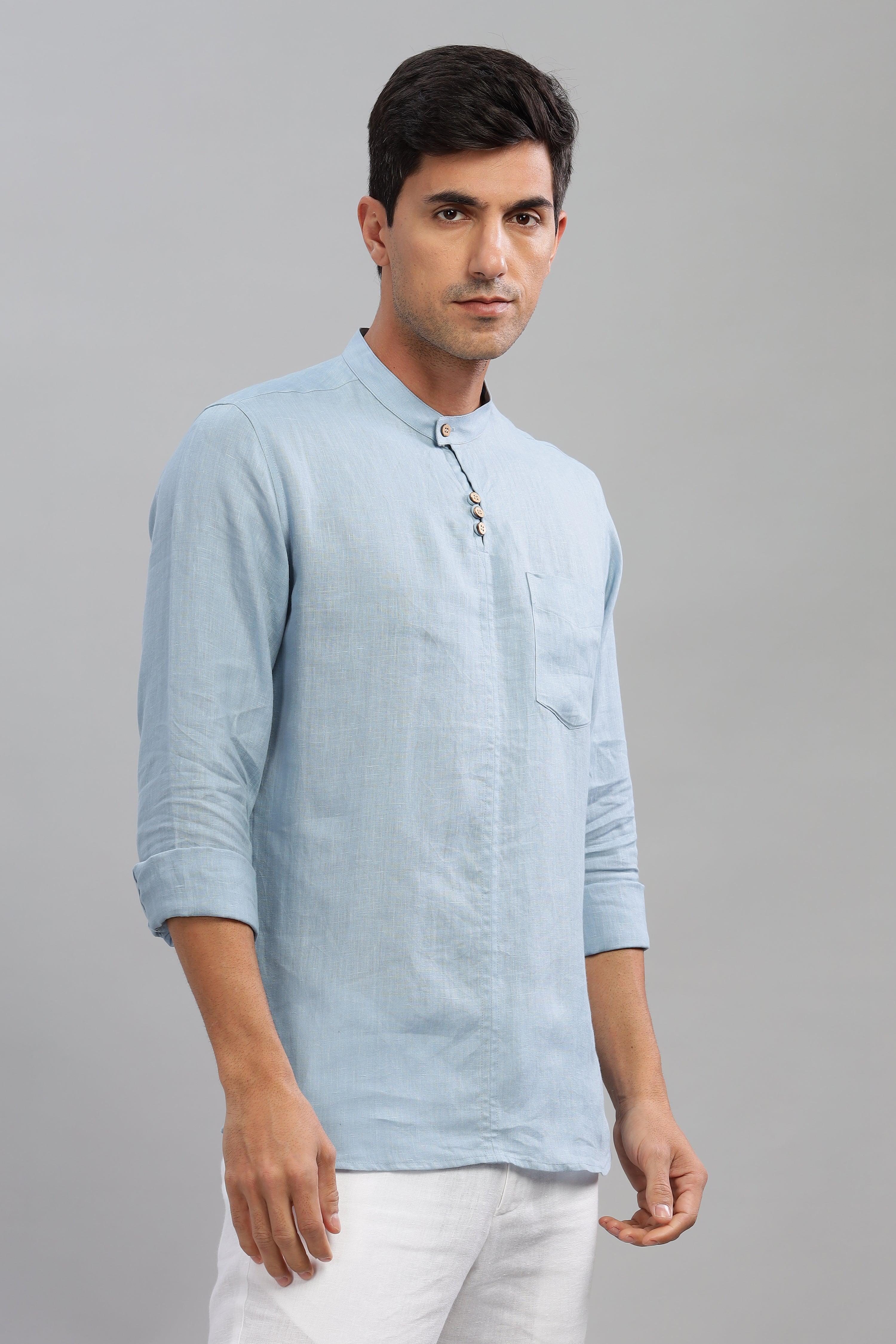 JAY - ROMANTIC CHARM HALF PLACKET PURE LINEN