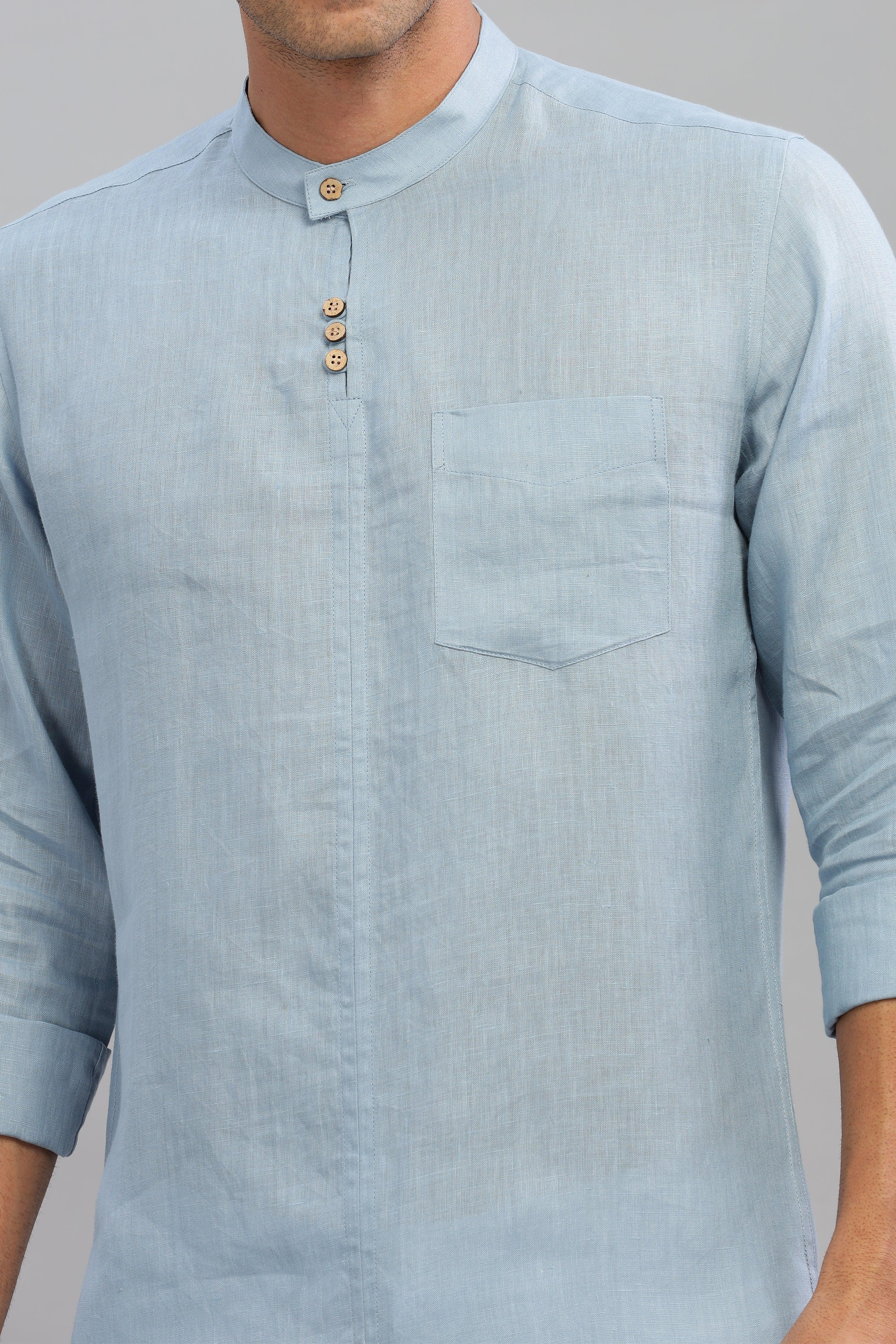 JAY - ROMANTIC CHARM HALF PLACKET PURE LINEN