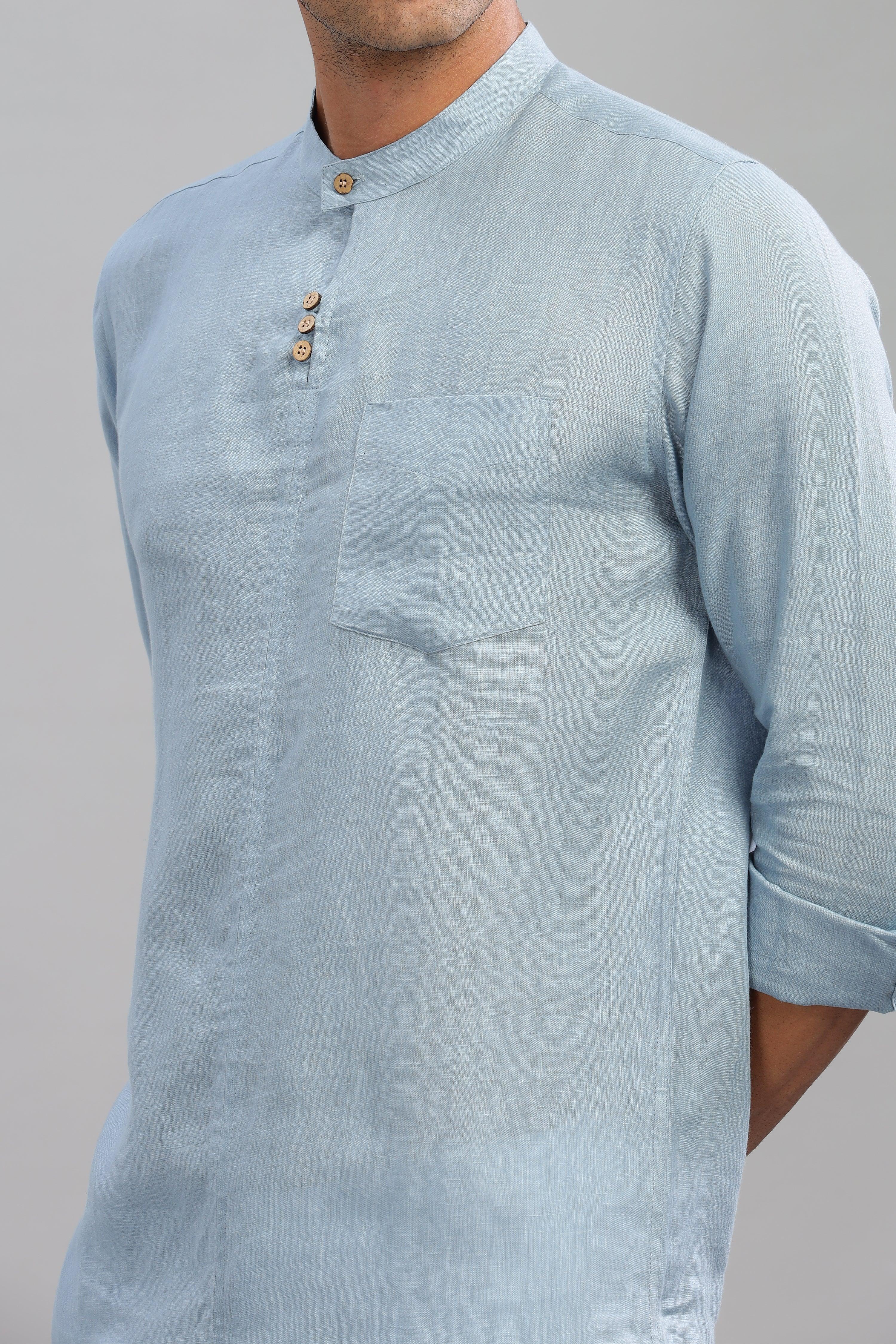 JAY - ROMANTIC CHARM HALF PLACKET PURE LINEN